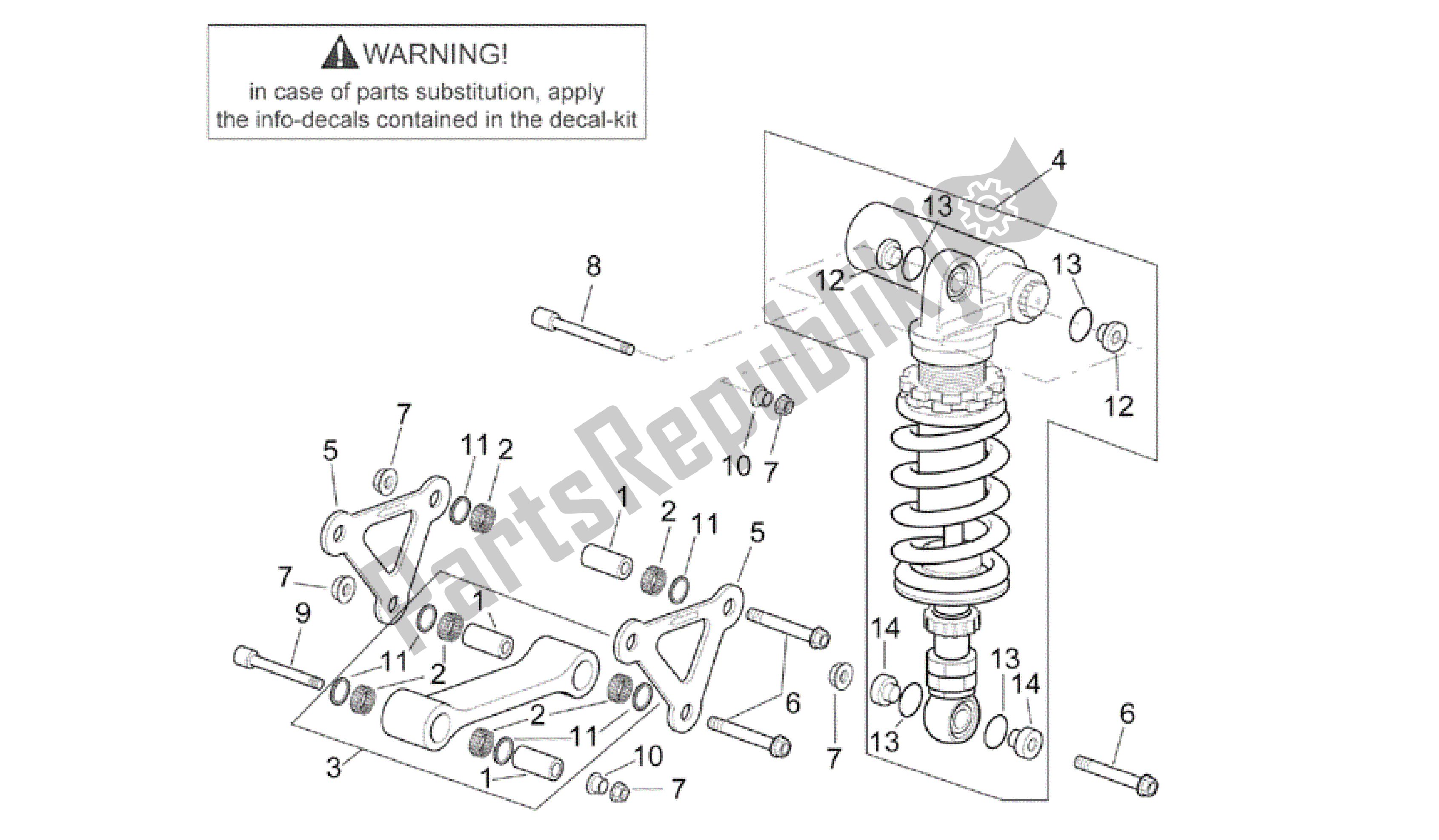 All parts for the Connecting Rod - Rear Shock Abs. Of the Aprilia RSV Mille R 3963 1000 2003