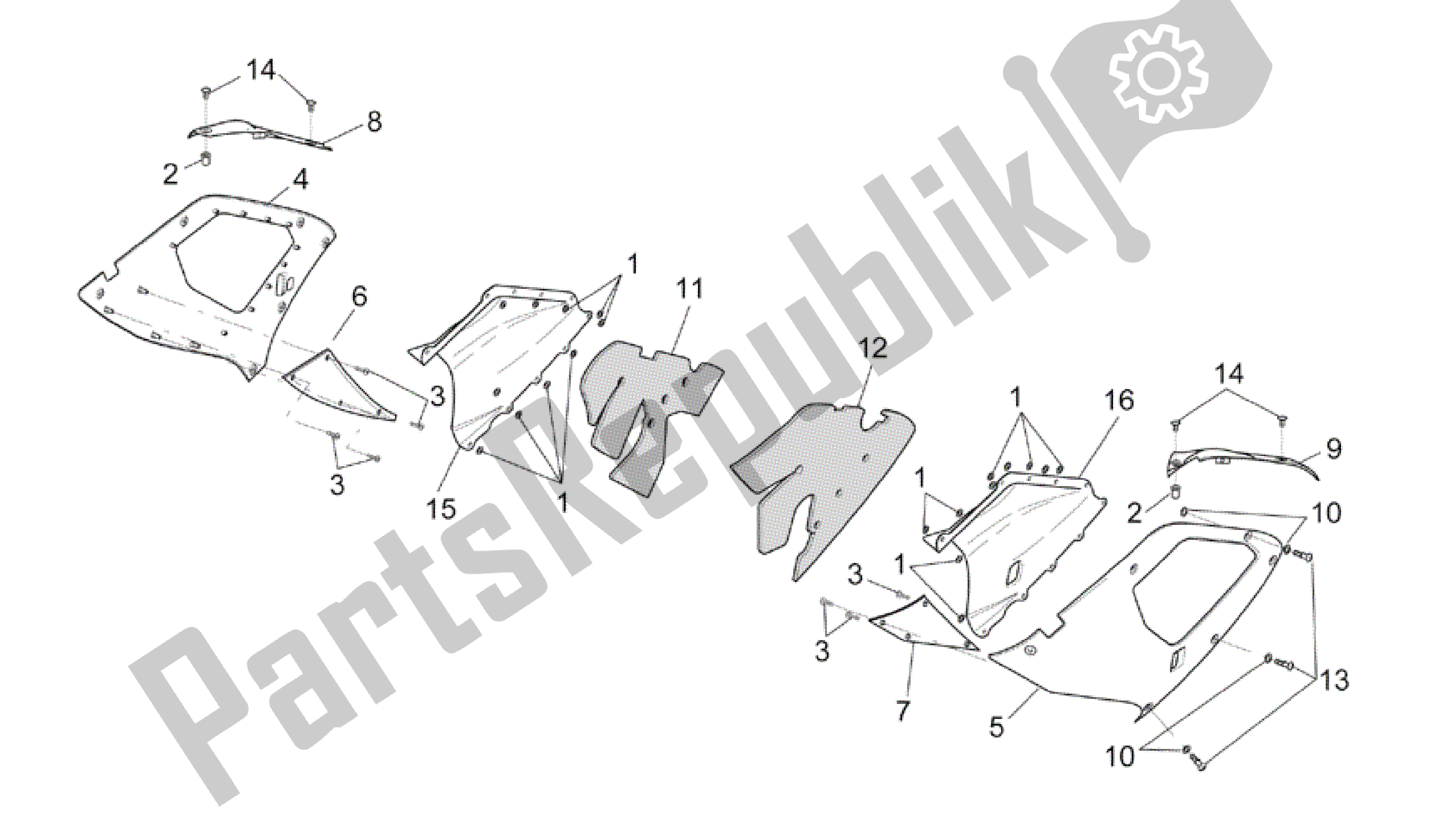 Todas las partes para Cuerpo Central - Carenados Superiores de Aprilia RSV Mille R 3963 1000 2003