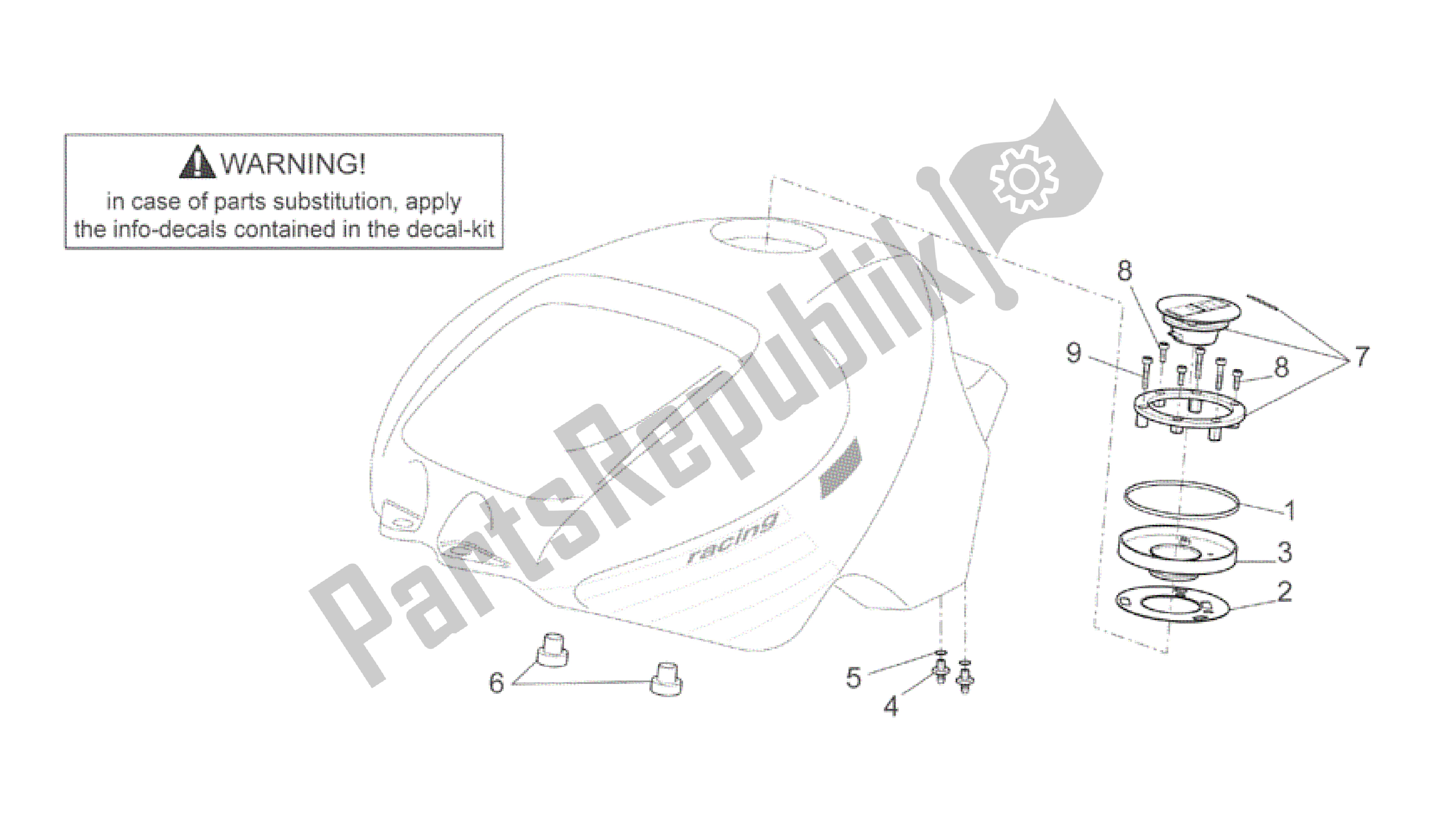 All parts for the Fuel Tank Ii of the Aprilia RSV Mille R 3963 1000 2003