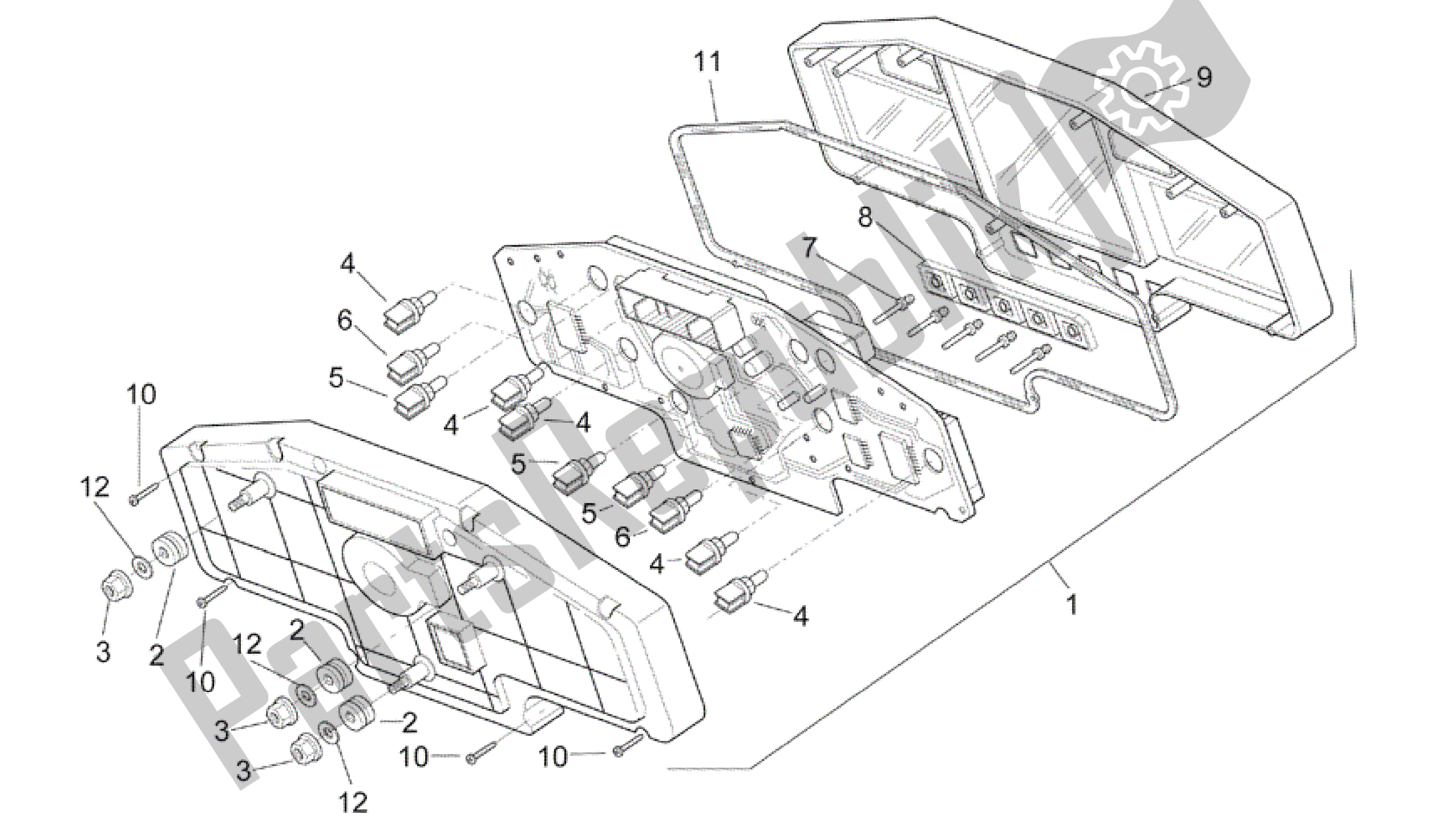 All parts for the Dashboard of the Aprilia RSV Mille R 3963 1000 2003