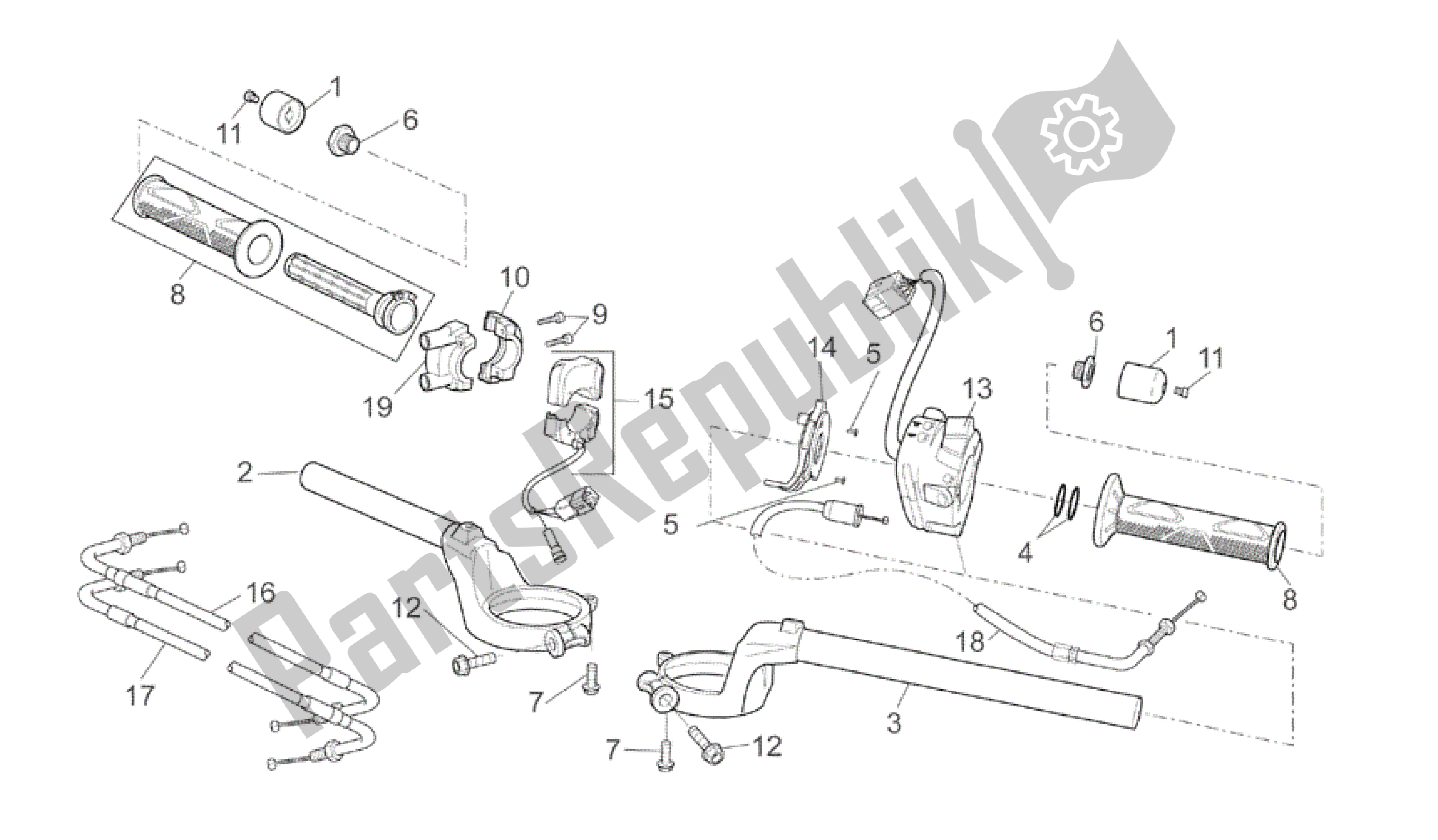 Toutes les pièces pour le Guidon du Aprilia RSV Mille R 3963 1000 2003