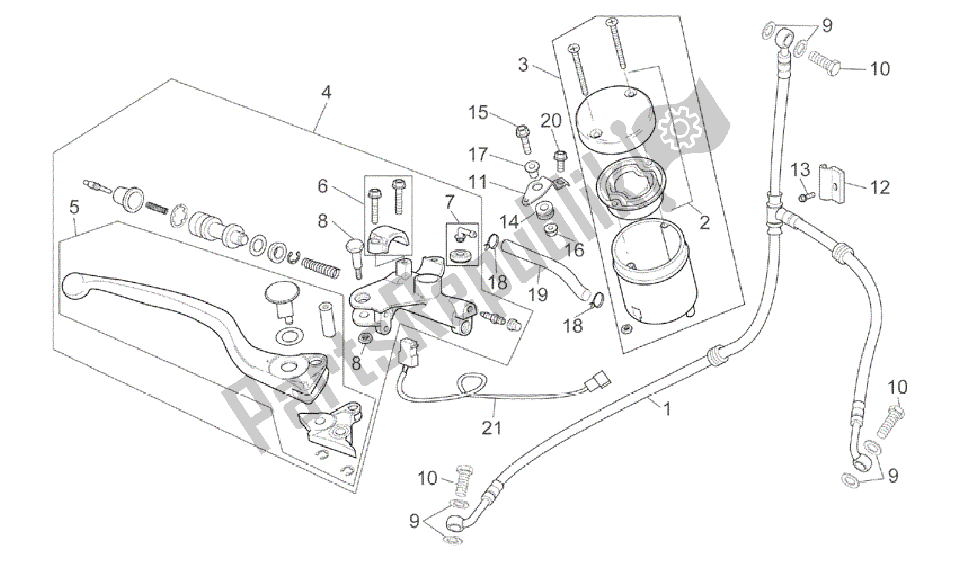 All parts for the Front Master Cilinder of the Aprilia RSV Mille R 3963 1000 2003