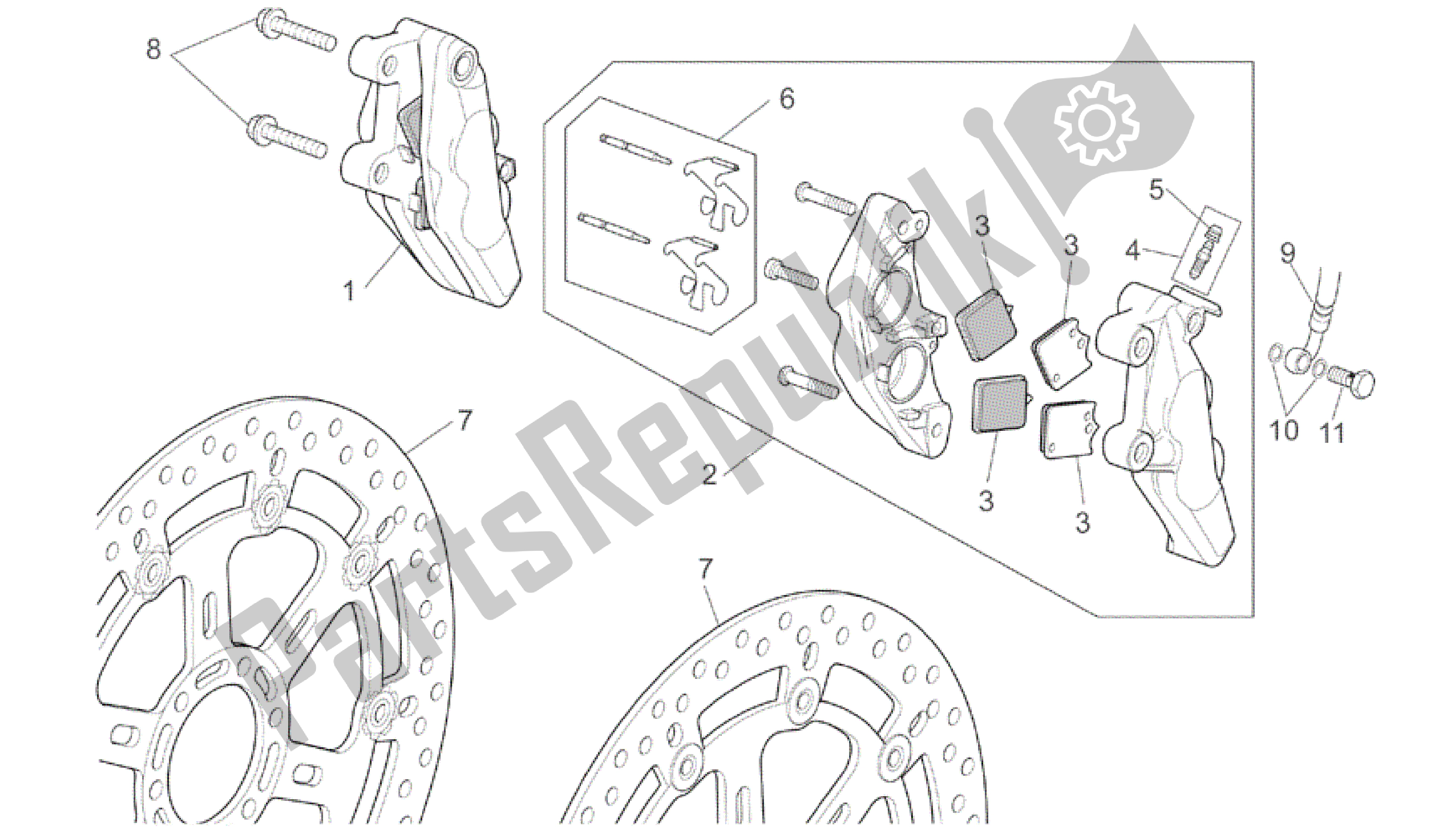 Todas las partes para Pinza De Freno Delantero de Aprilia RSV Mille R 3963 1000 2003