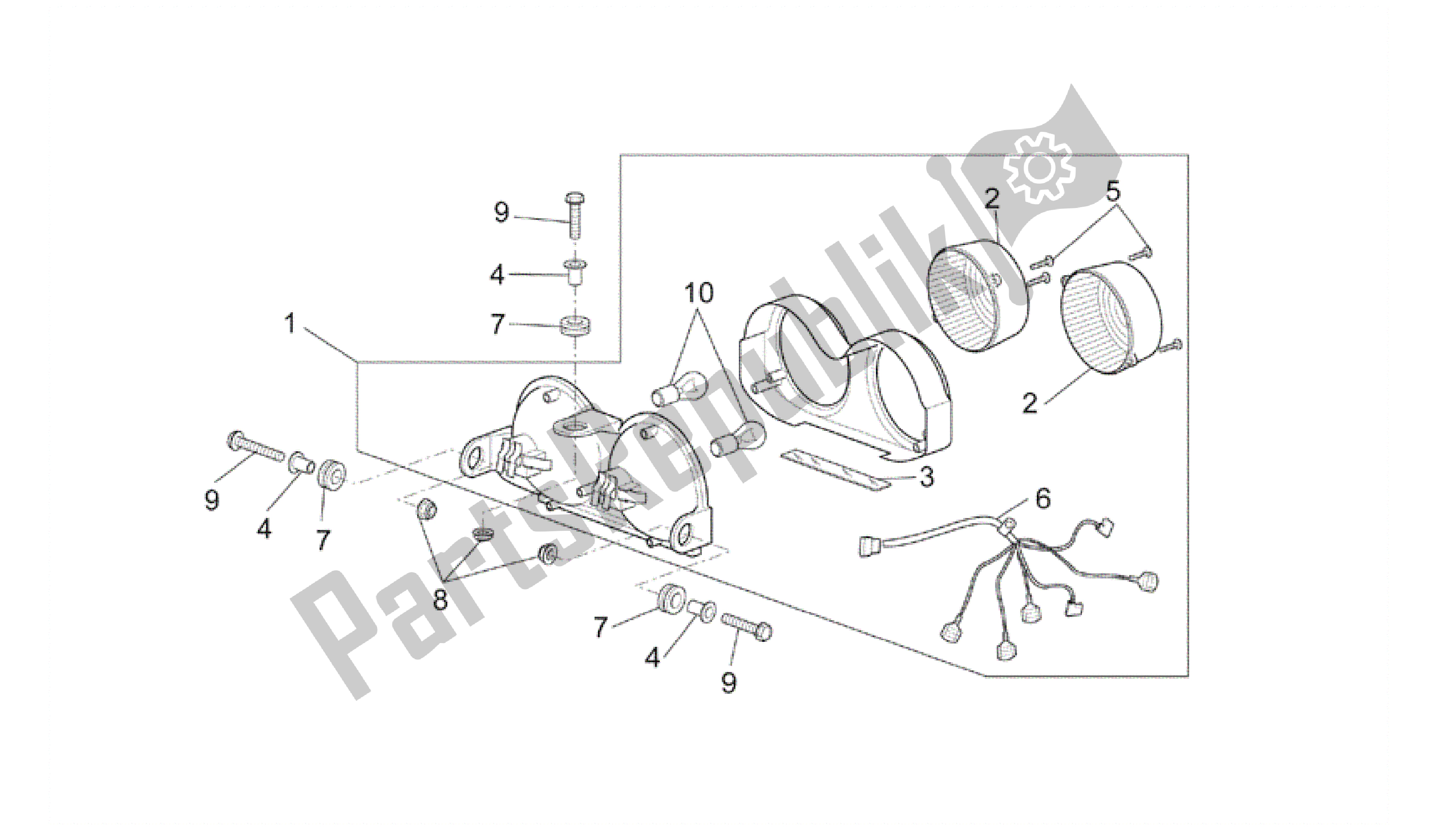 Toutes les pièces pour le Feu Arrière du Aprilia RSV Mille R 3963 1000 2003