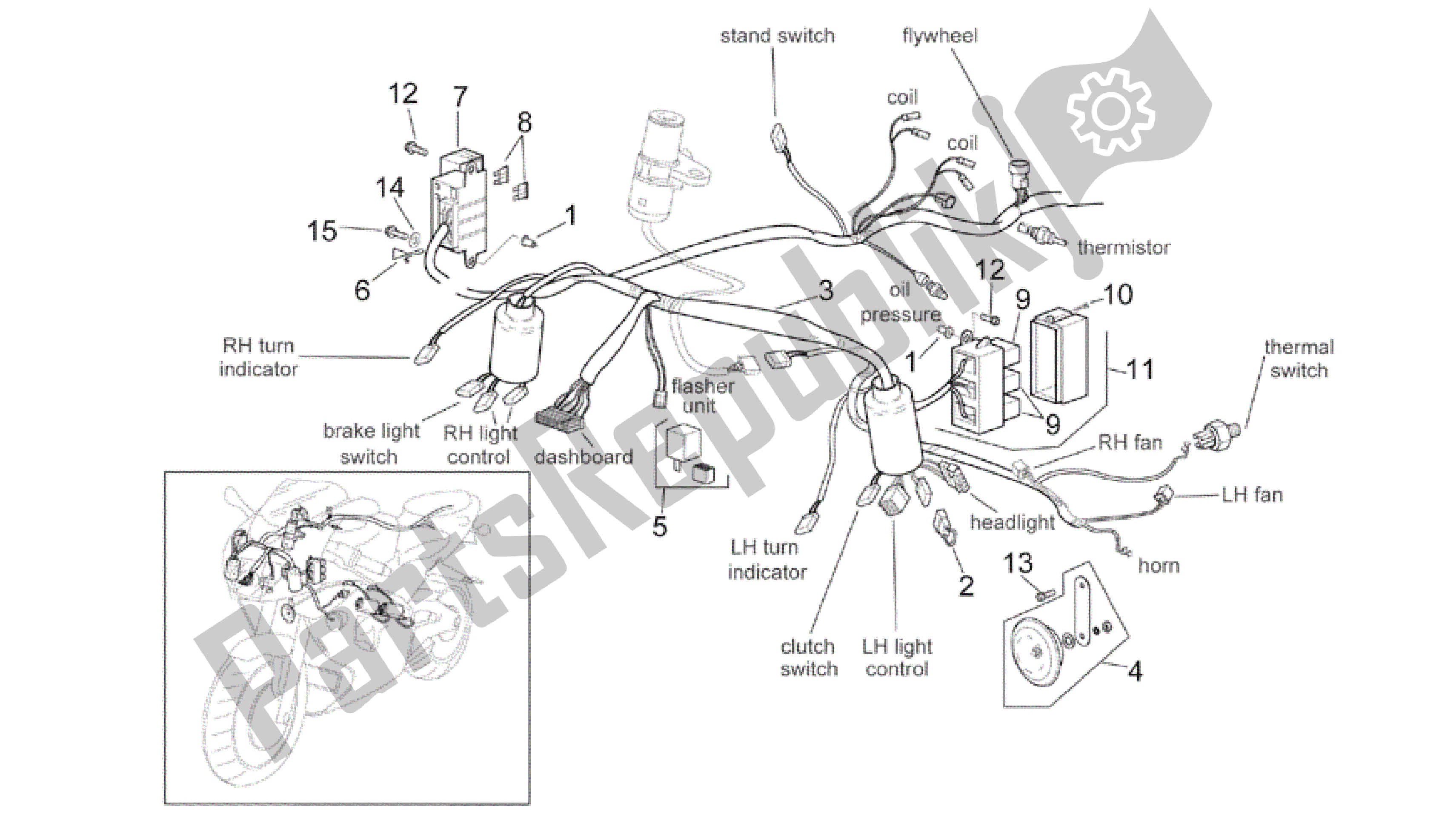 Tutte le parti per il Impianto Elettrico Anteriore del Aprilia RSV Mille R 3963 1000 2003