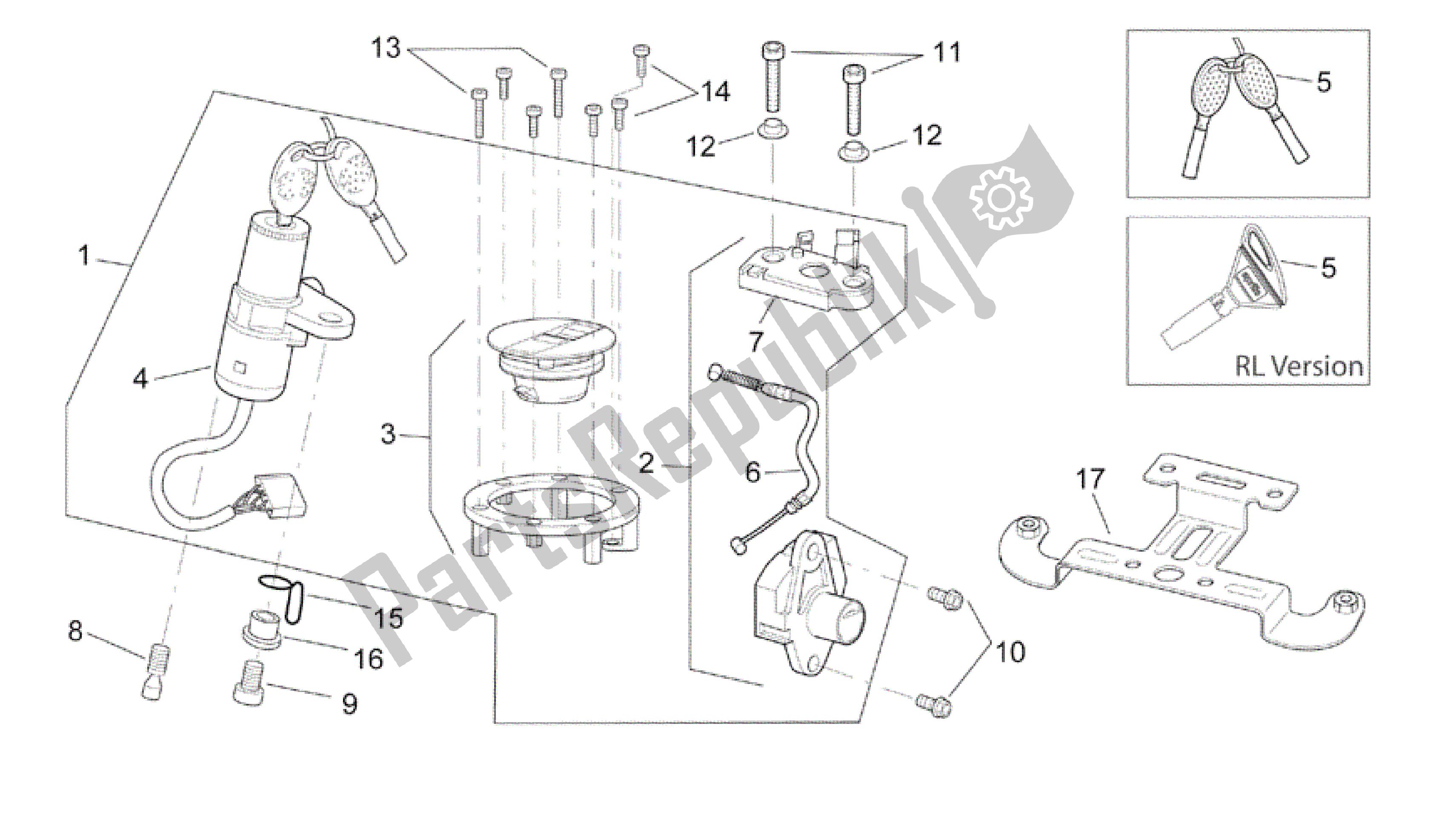 Tutte le parti per il Kit Di Blocco Hardware del Aprilia RSV Mille R 3963 1000 2003