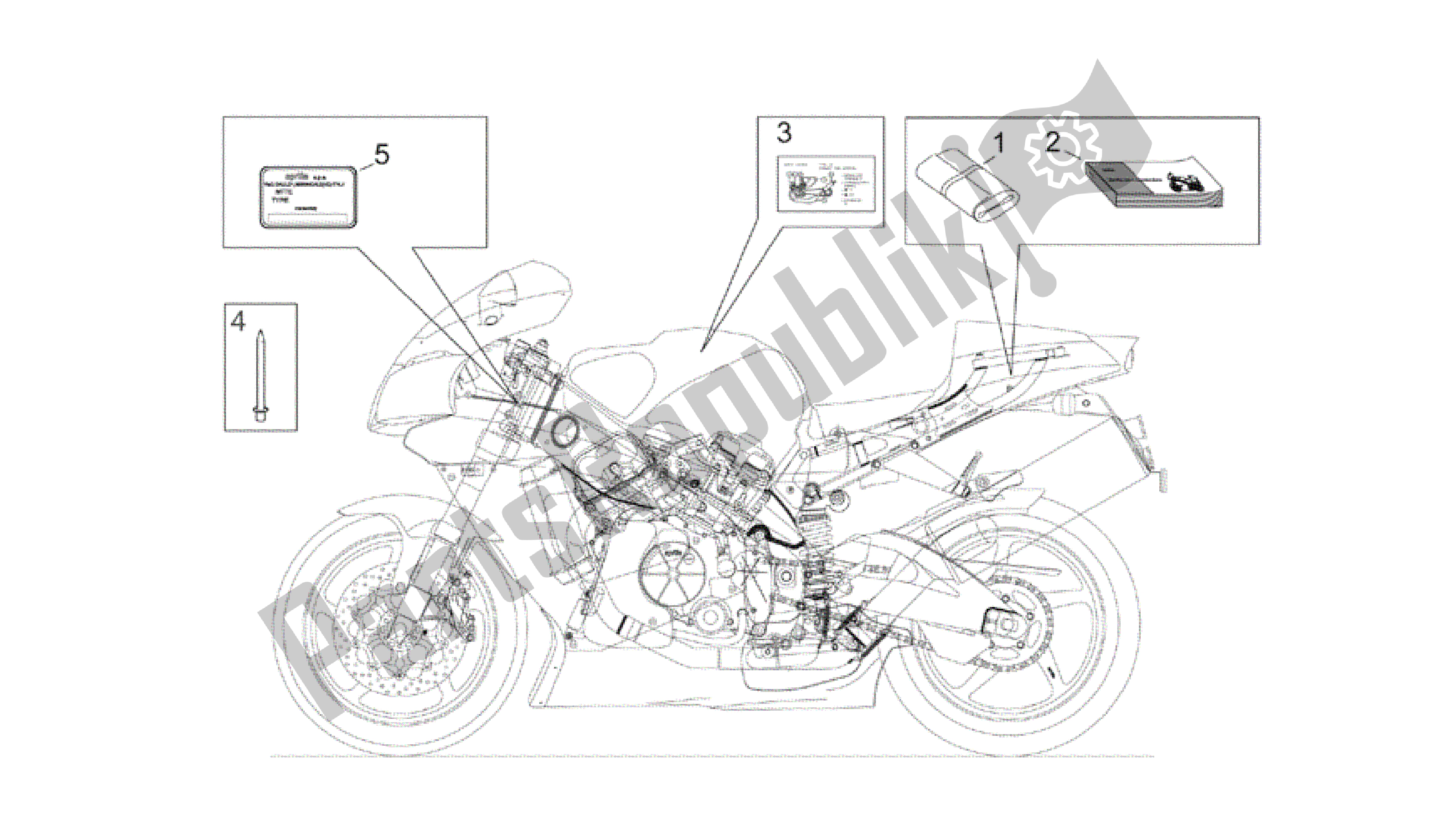 All parts for the Plate Set And Handbooks of the Aprilia RSV Mille R GP1 Limited Edition 3963 1000 2003