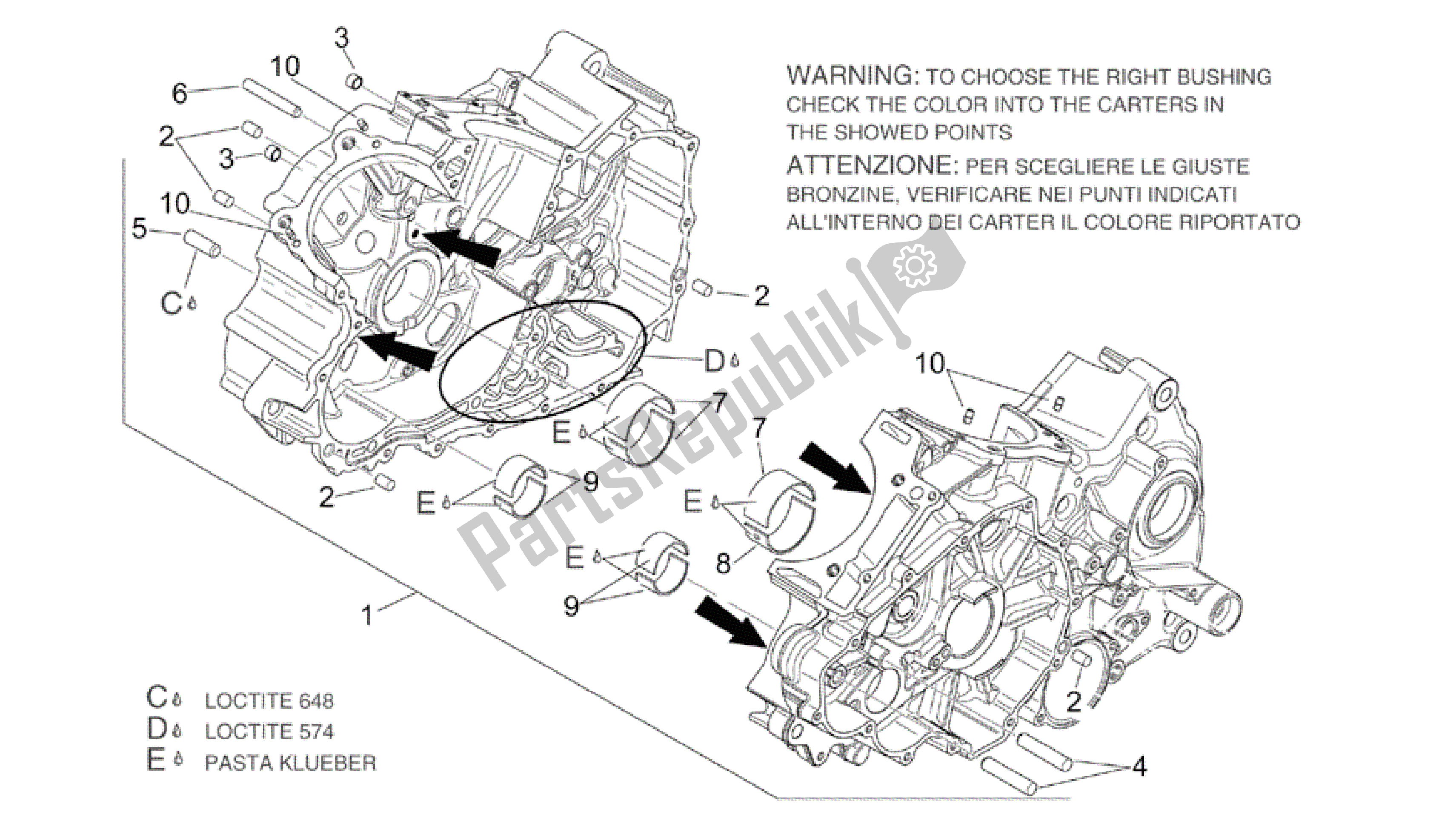 All parts for the Crankcases I of the Aprilia RSV Mille R GP1 Limited Edition 3963 1000 2003