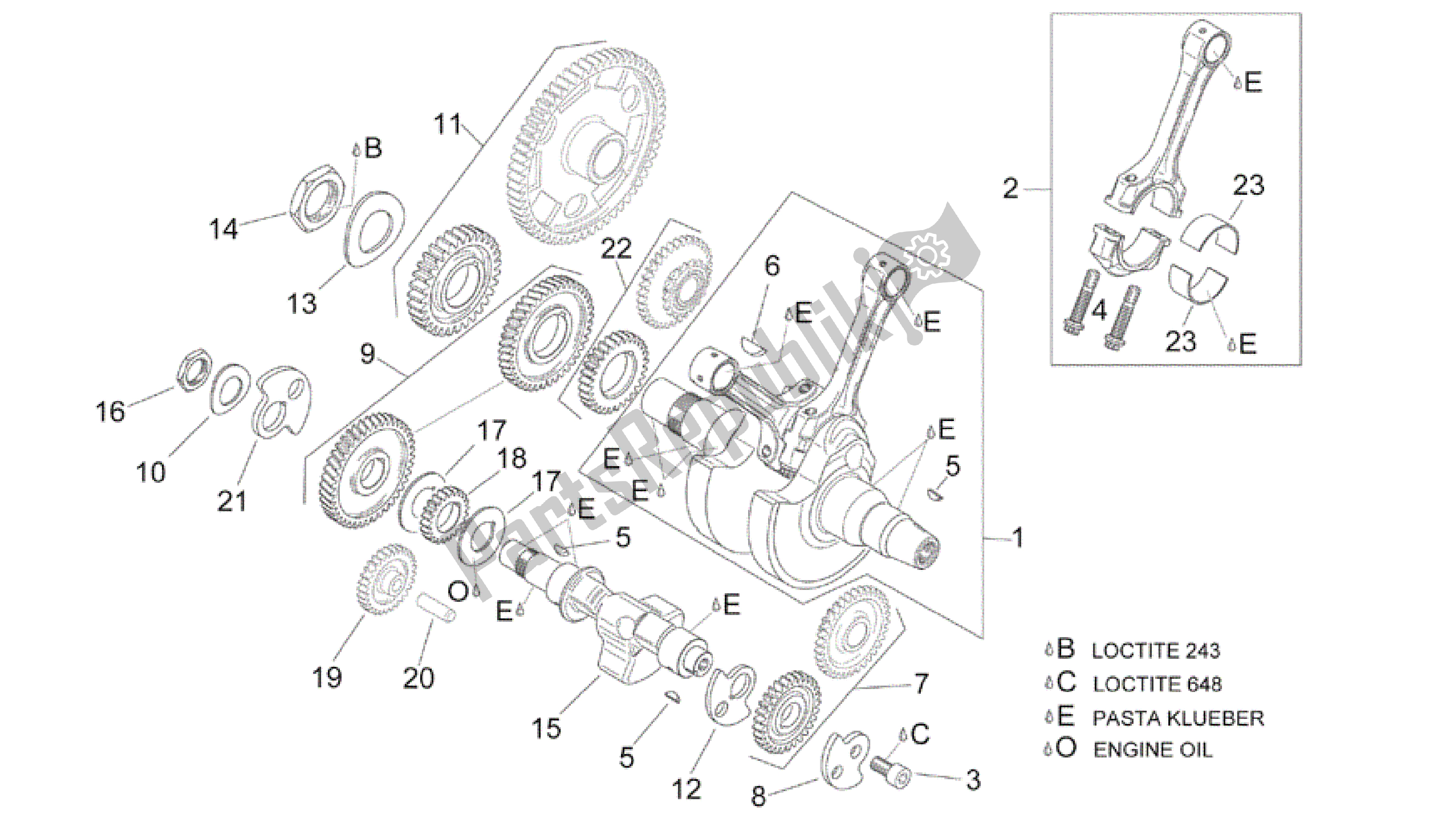 Alle onderdelen voor de Krukas I van de Aprilia RSV Mille R GP1 Limited Edition 3963 1000 2003