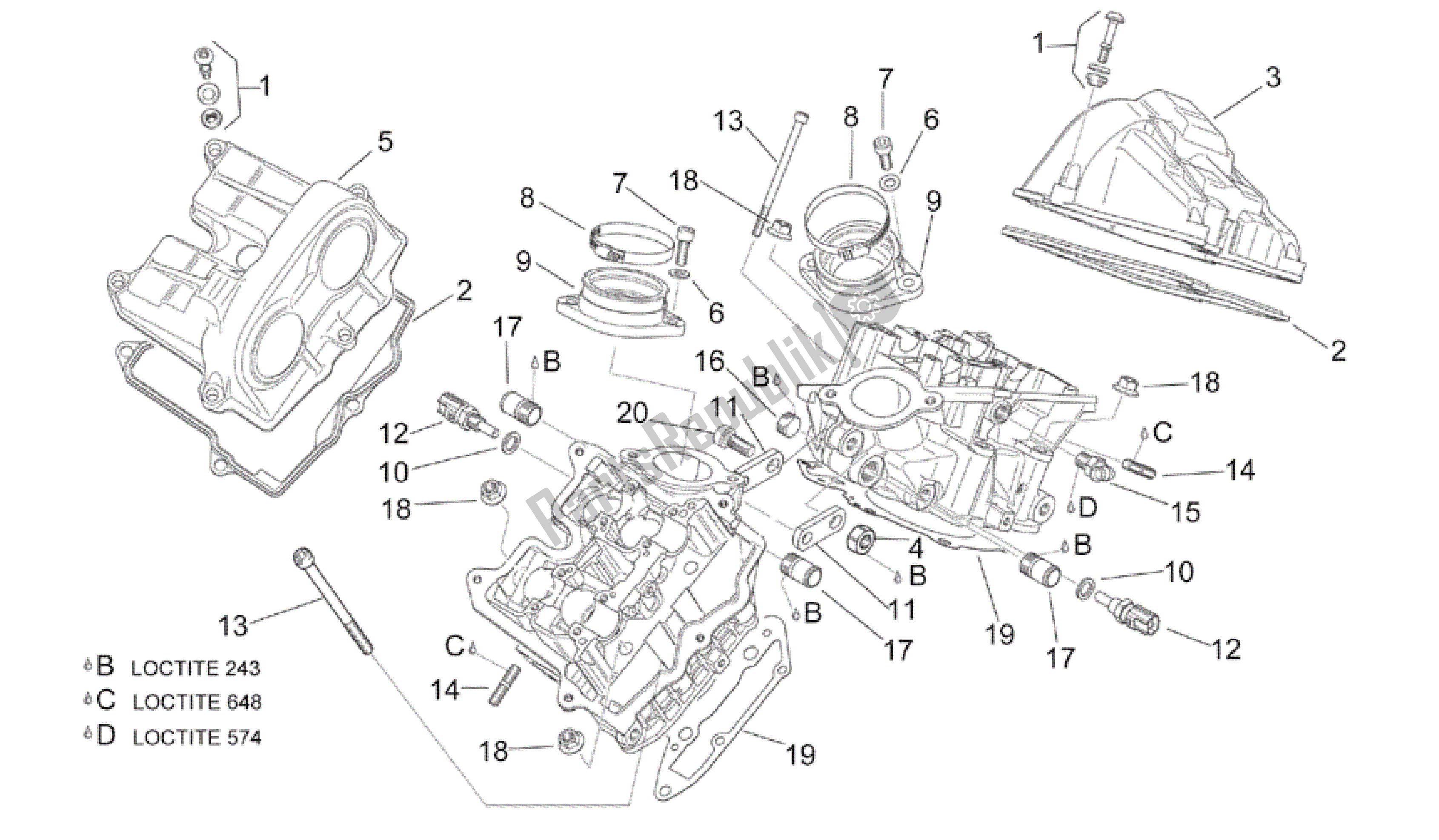 Tutte le parti per il Coperchio Valvole del Aprilia RSV Mille R GP1 Limited Edition 3963 1000 2003