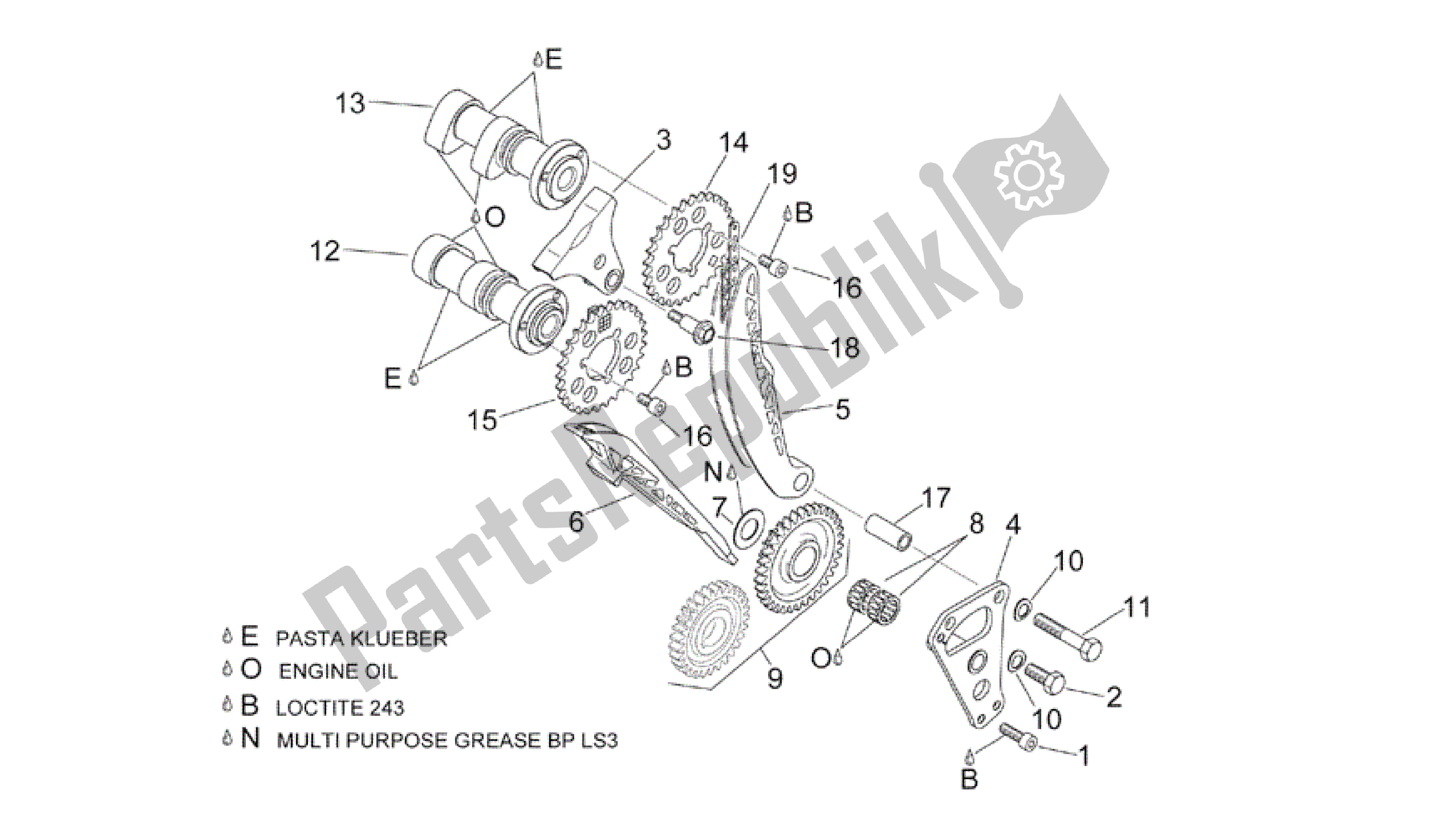 Tutte le parti per il Sistema Di Fasatura Del Cilindro Anteriore del Aprilia RSV Mille R GP1 Limited Edition 3963 1000 2003