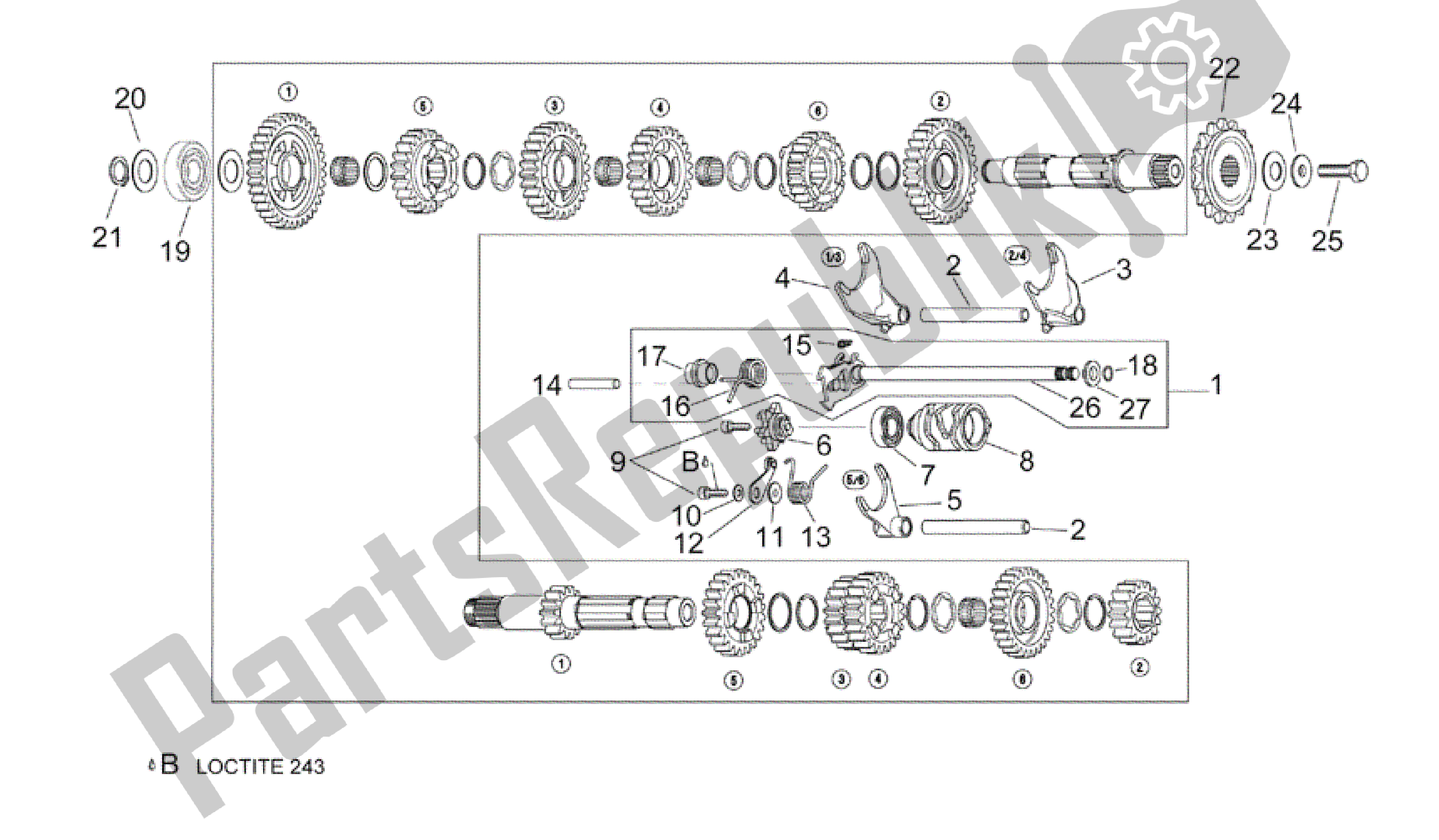 All parts for the Gear Box Selector of the Aprilia RSV Mille R GP1 Limited Edition 3963 1000 2003