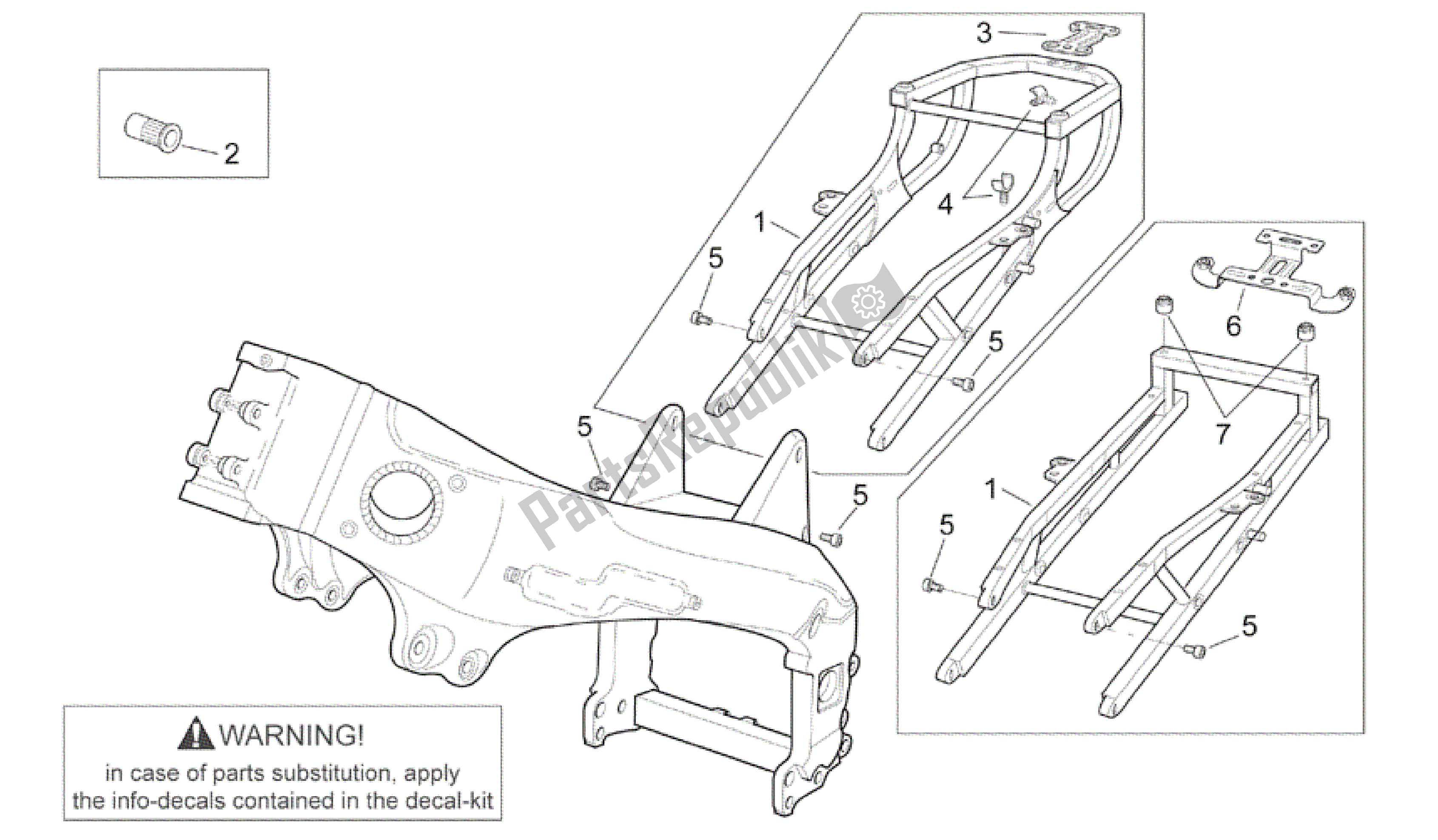 Alle onderdelen voor de Kader I van de Aprilia RSV Mille R GP1 Limited Edition 3963 1000 2003