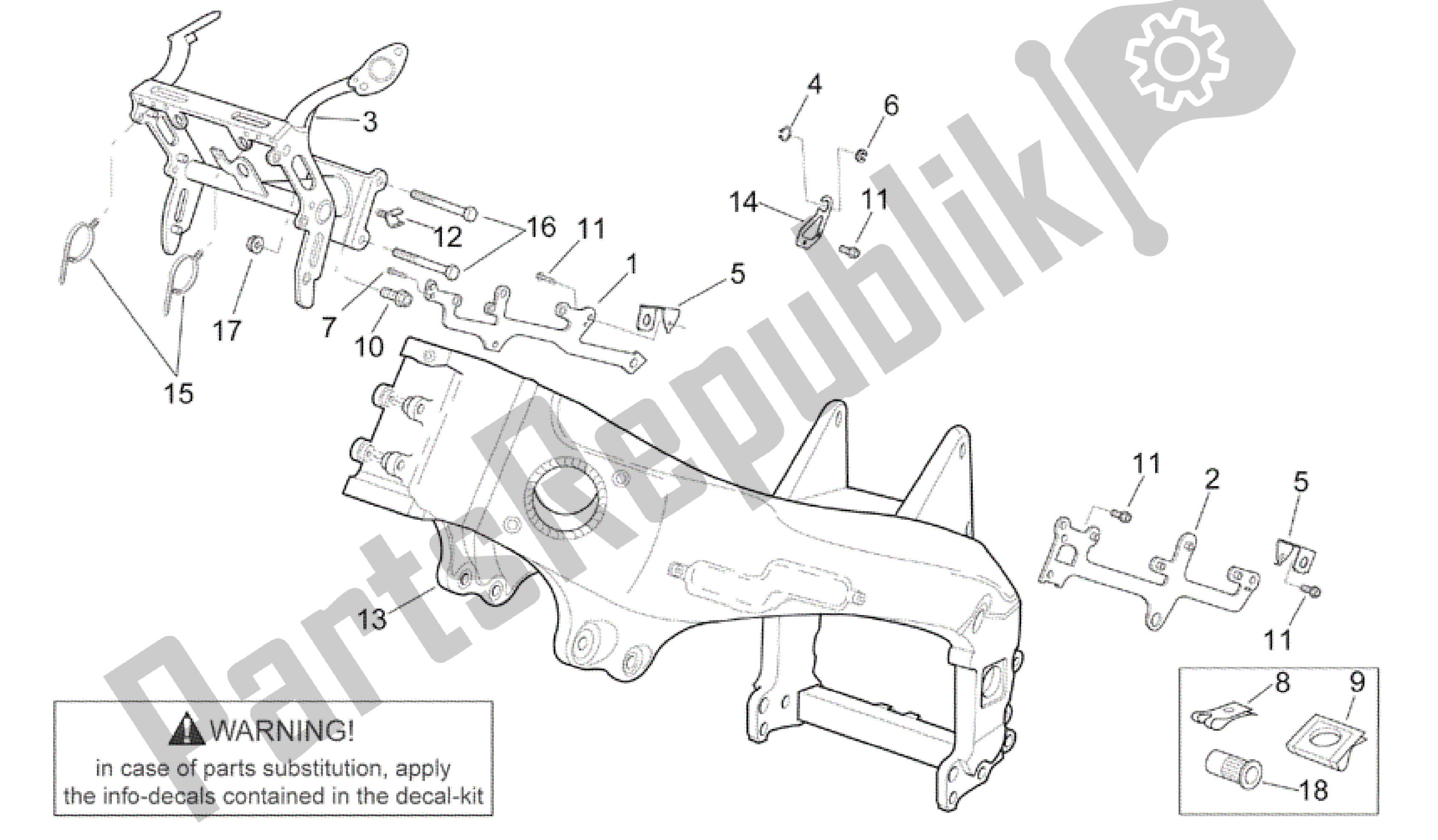 All parts for the Frame Ii of the Aprilia RSV Mille R GP1 Limited Edition 3963 1000 2003