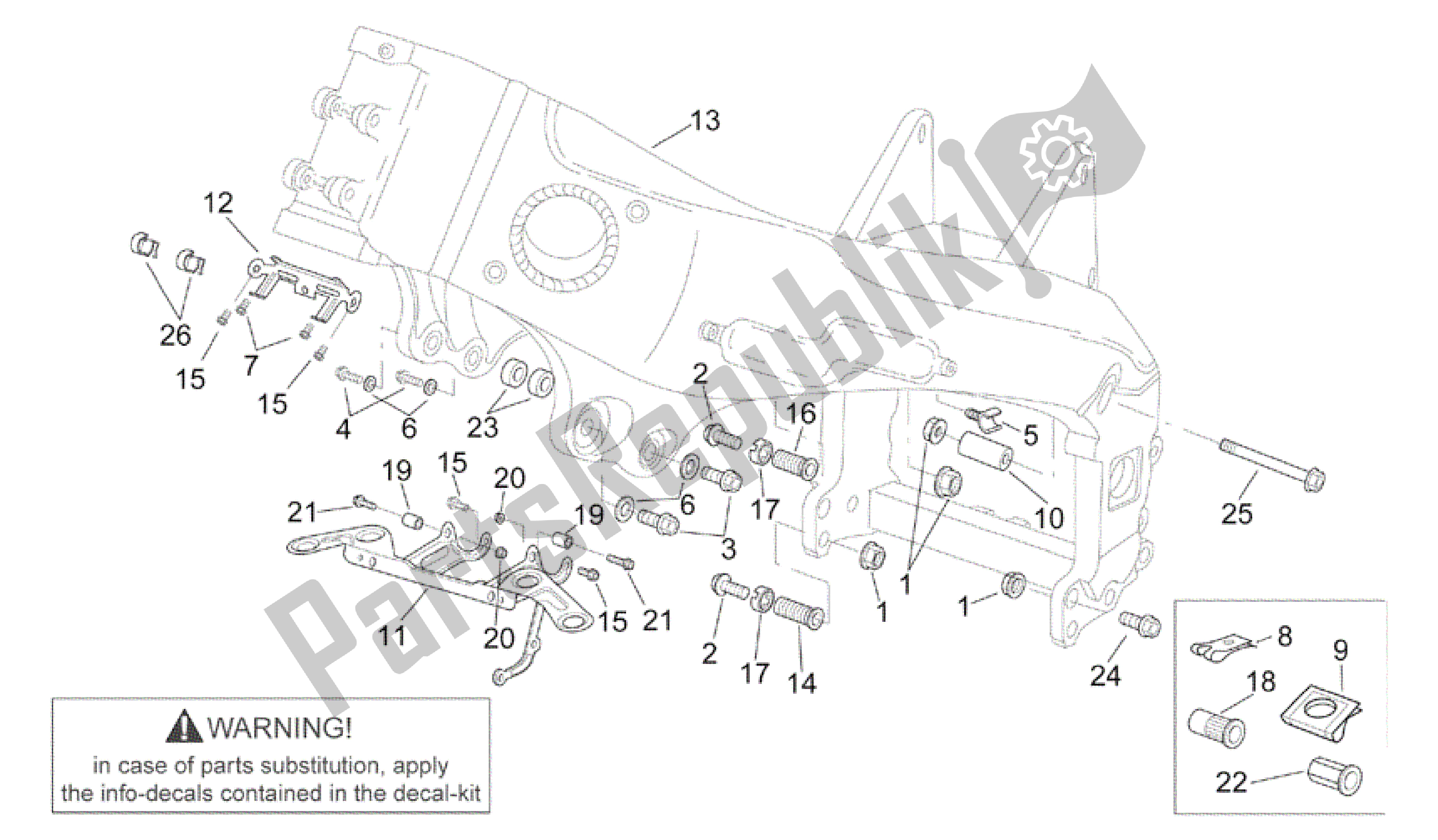 Alle onderdelen voor de Kader Iii van de Aprilia RSV Mille R GP1 Limited Edition 3963 1000 2003