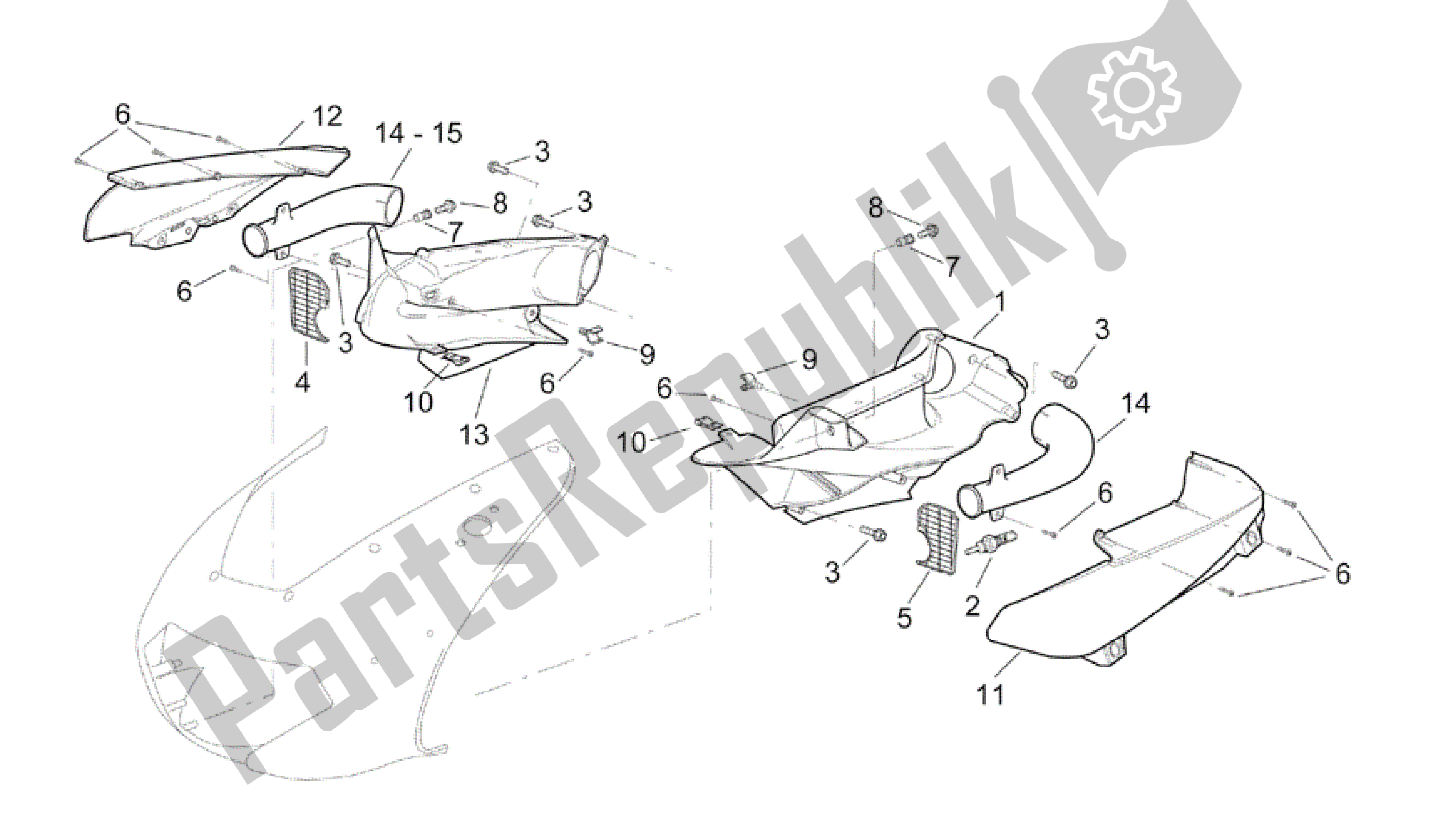 All parts for the Front Body - Duct of the Aprilia RSV Mille R GP1 Limited Edition 3963 1000 2003