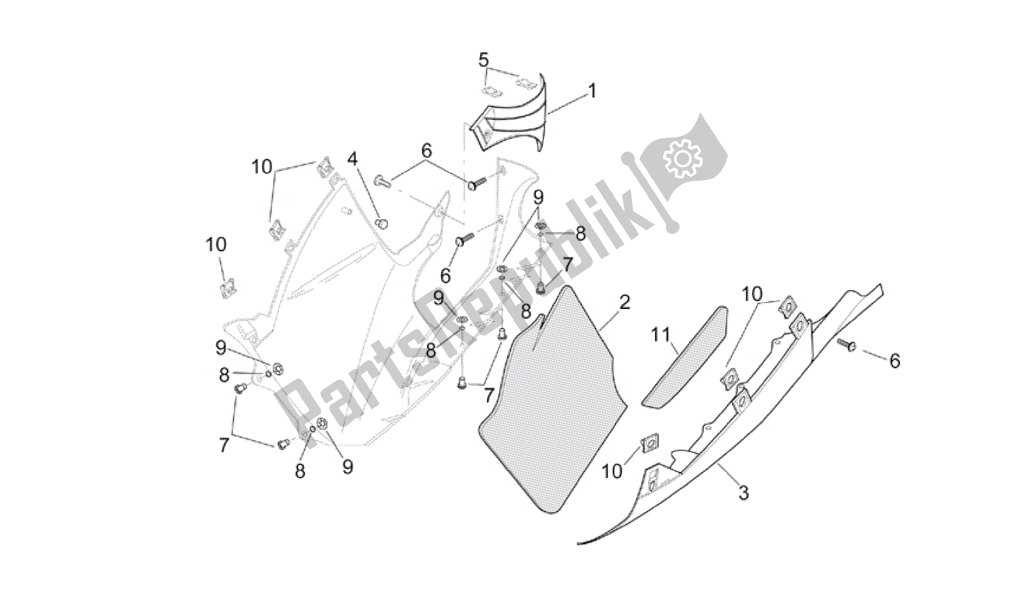 Toutes les pièces pour le Corps Central - Carénages Lh du Aprilia RSV Mille R GP1 Limited Edition 3963 1000 2003