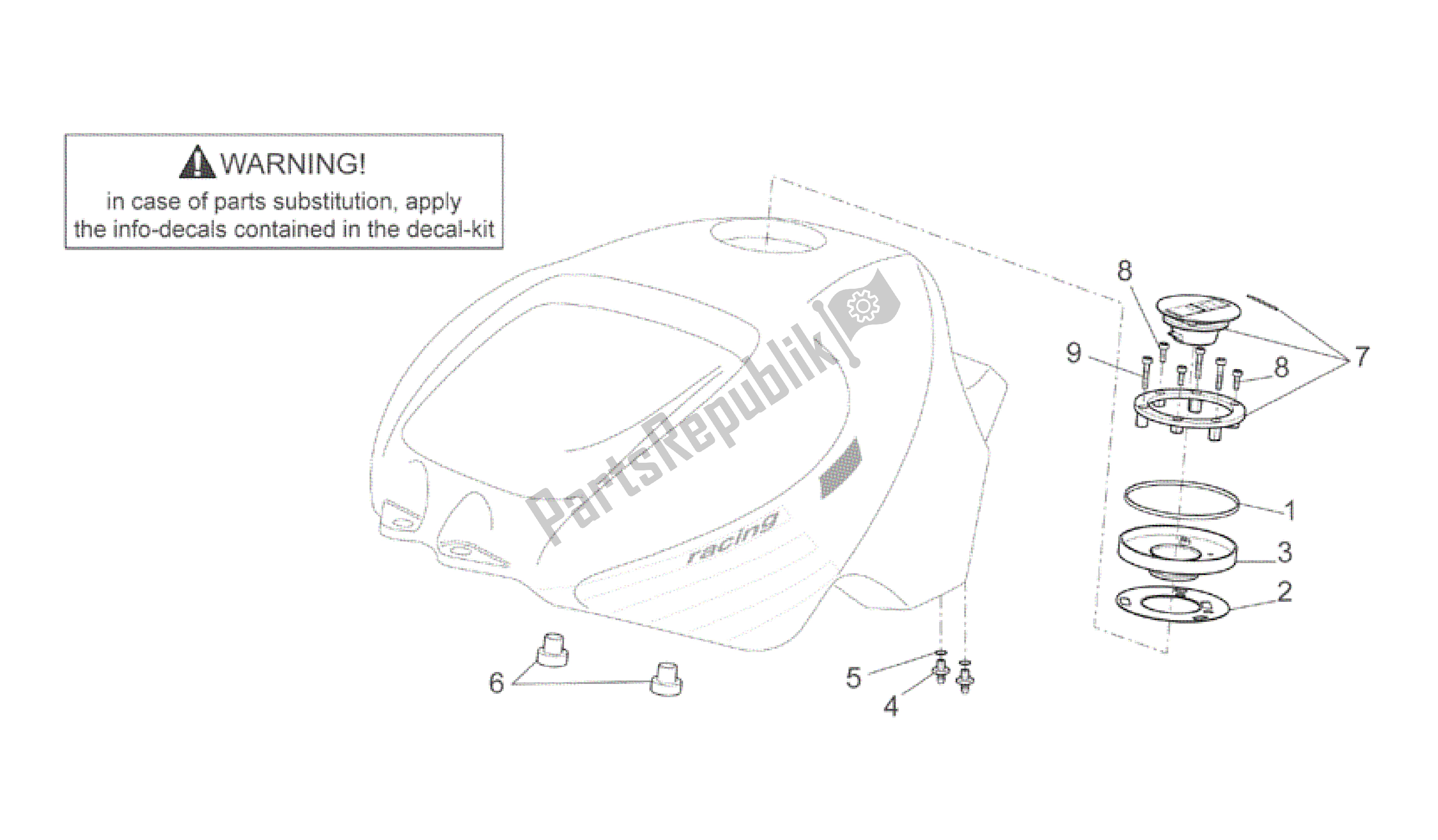 Tutte le parti per il Serbatoio Carburante Ii del Aprilia RSV Mille R GP1 Limited Edition 3963 1000 2003