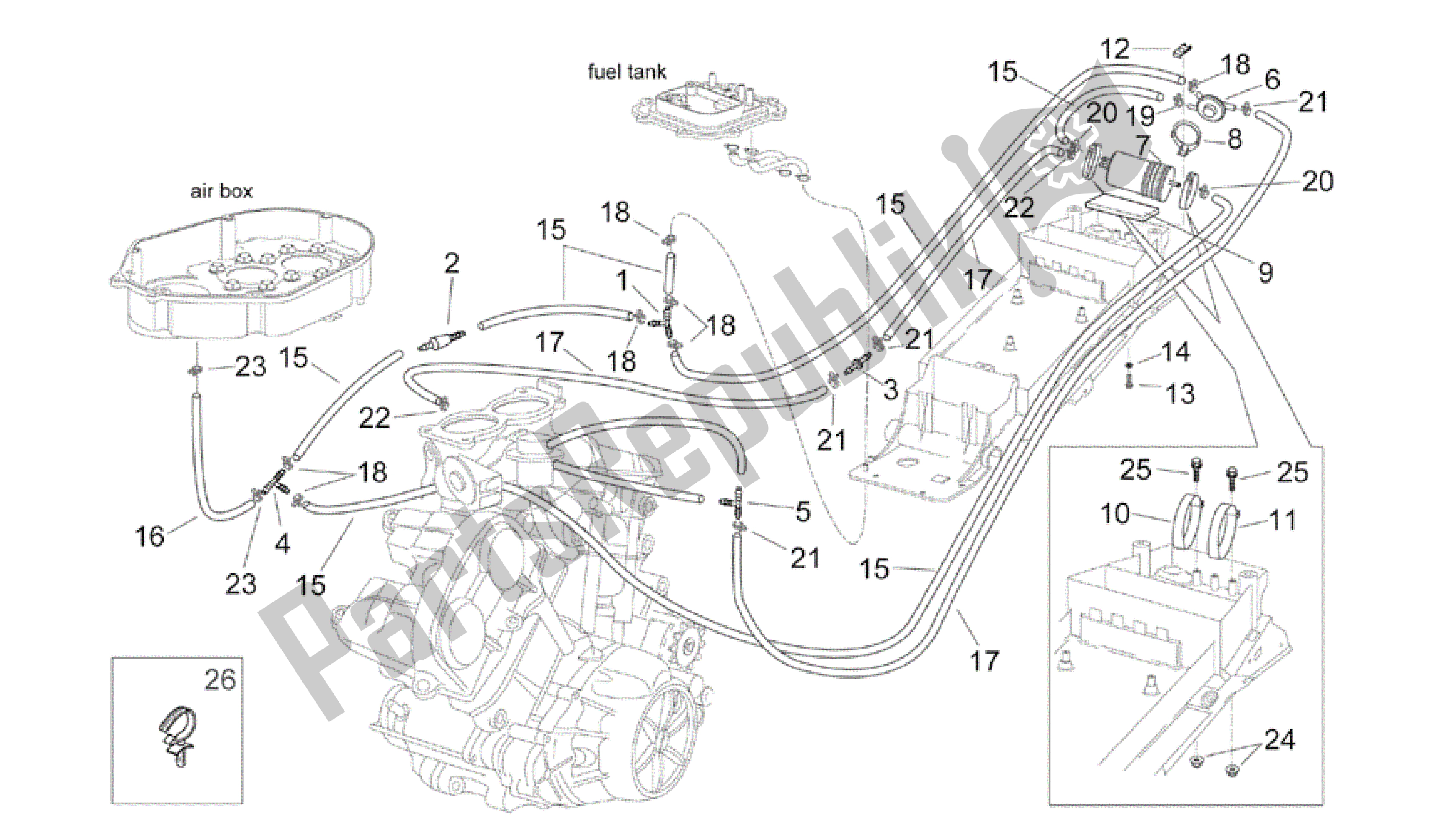 All parts for the Fuel Vapour Recover System of the Aprilia RSV Mille R GP1 Limited Edition 3963 1000 2003