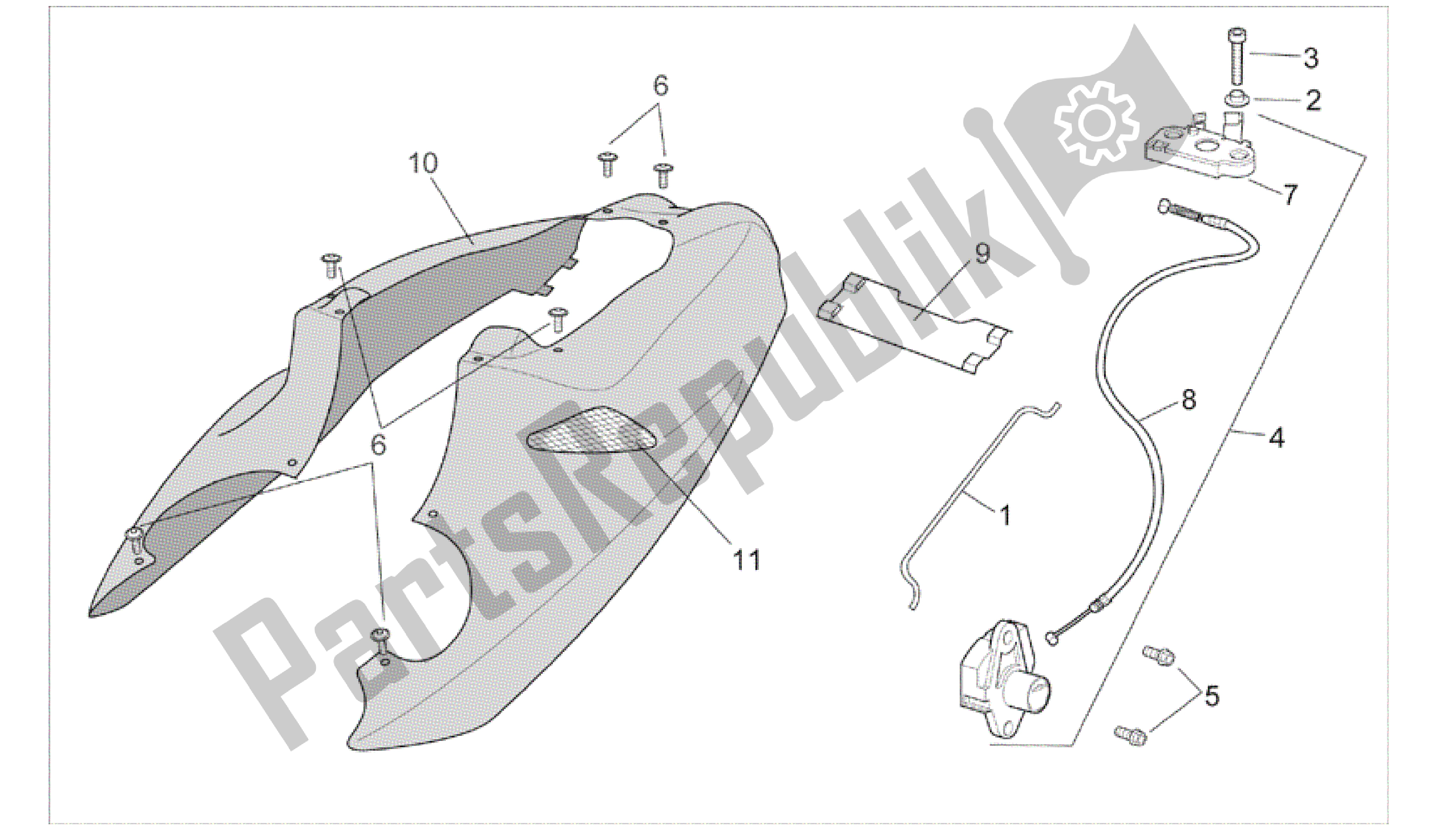 Tutte le parti per il Corpo Posteriore - Carenatura Posteriore del Aprilia RSV Mille R GP1 Limited Edition 3963 1000 2003