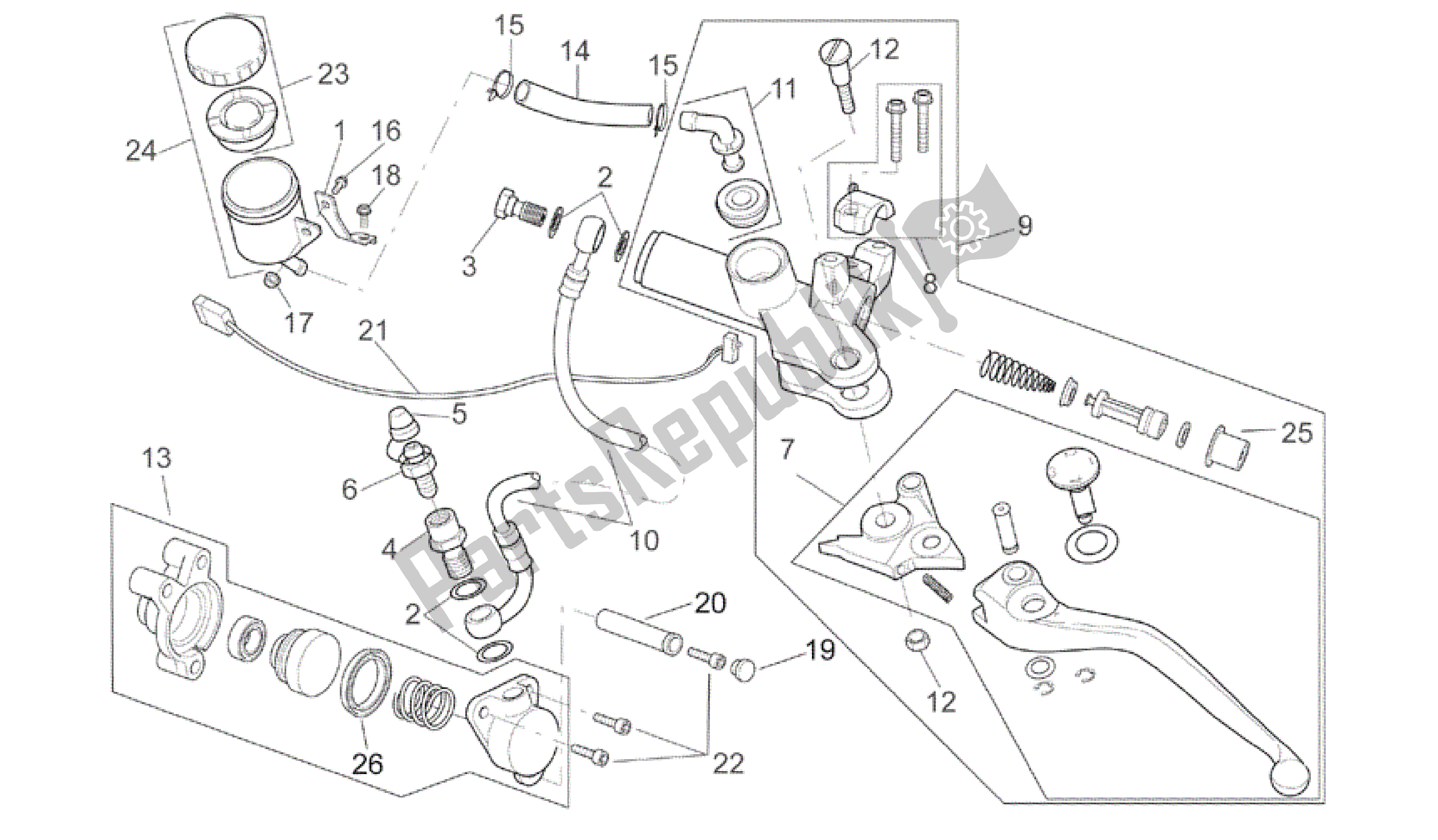 All parts for the Clutch Pump of the Aprilia RSV Mille R GP1 Limited Edition 3963 1000 2003