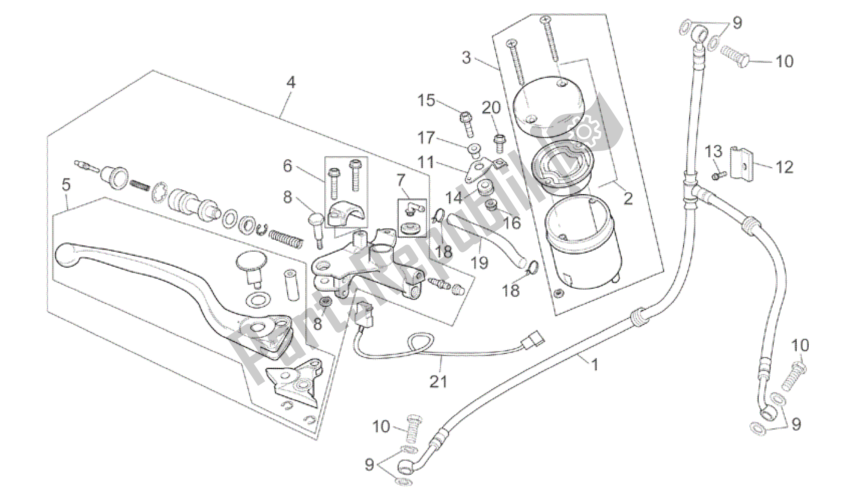 All parts for the Front Master Cilinder of the Aprilia RSV Mille R GP1 Limited Edition 3963 1000 2003