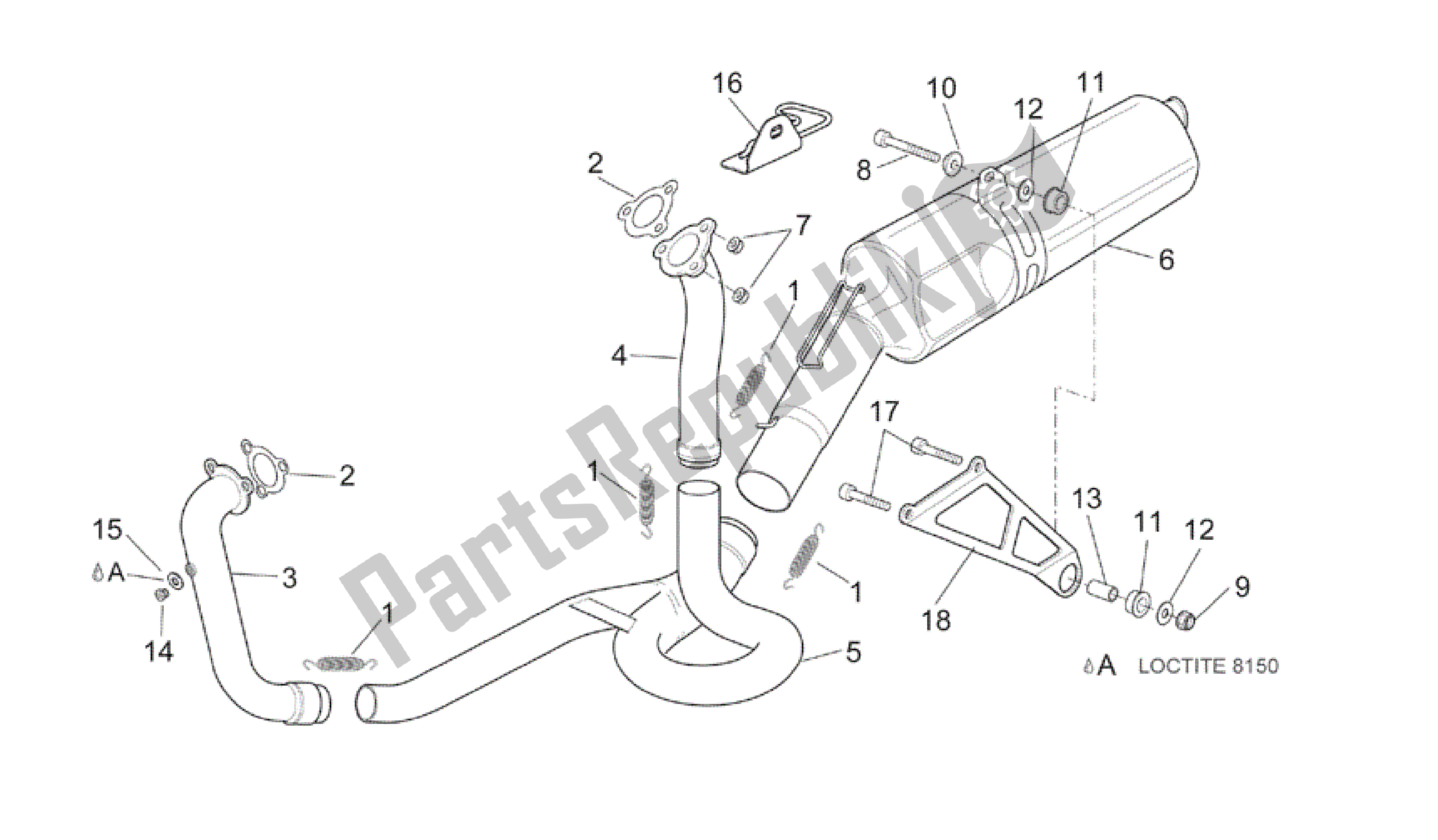 Todas as partes de Tubo De Escape do Aprilia RSV Mille R GP1 Limited Edition 3963 1000 2003