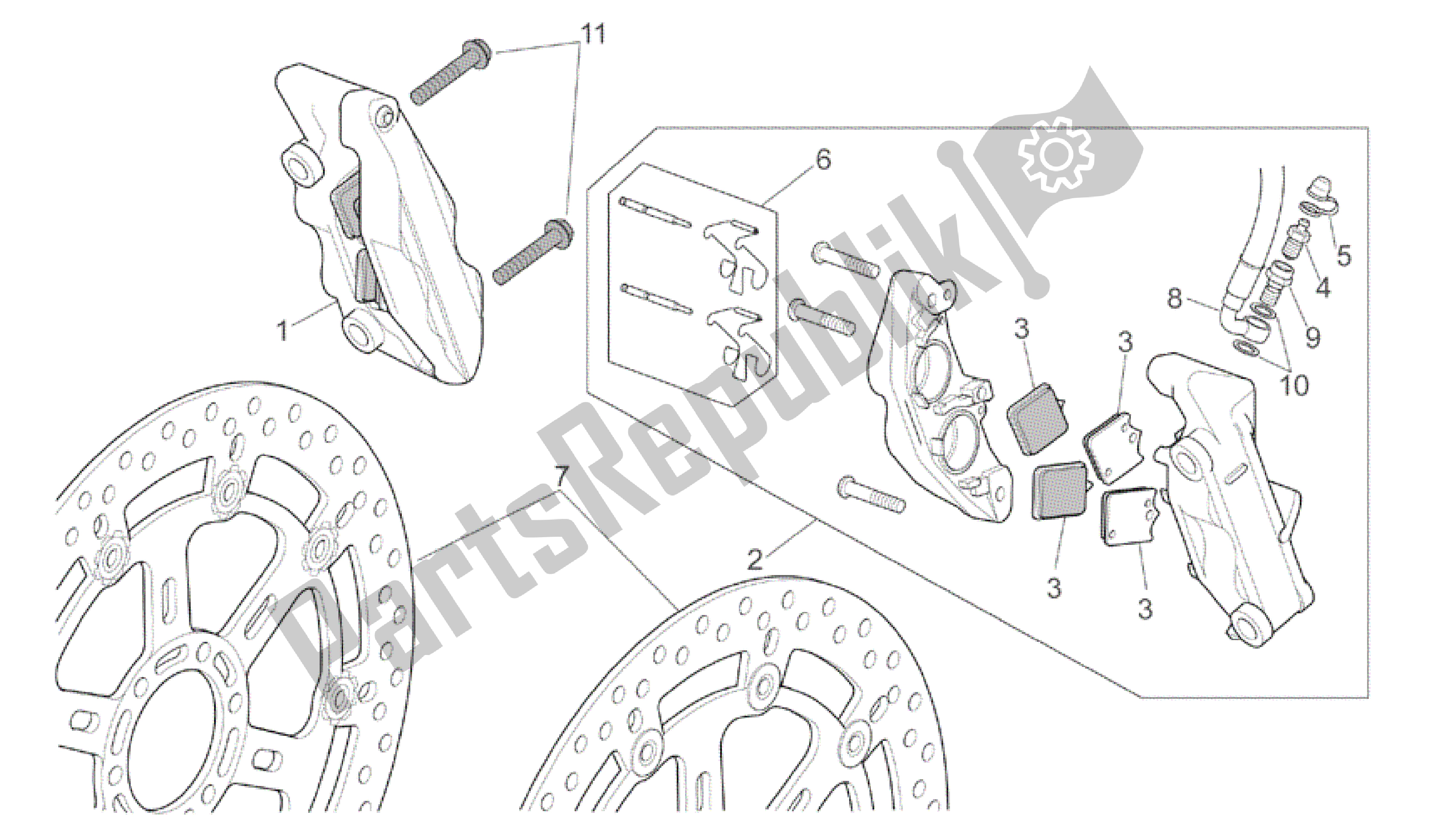 Alle onderdelen voor de Remklauw Voor van de Aprilia RSV Mille R GP1 Limited Edition 3963 1000 2003
