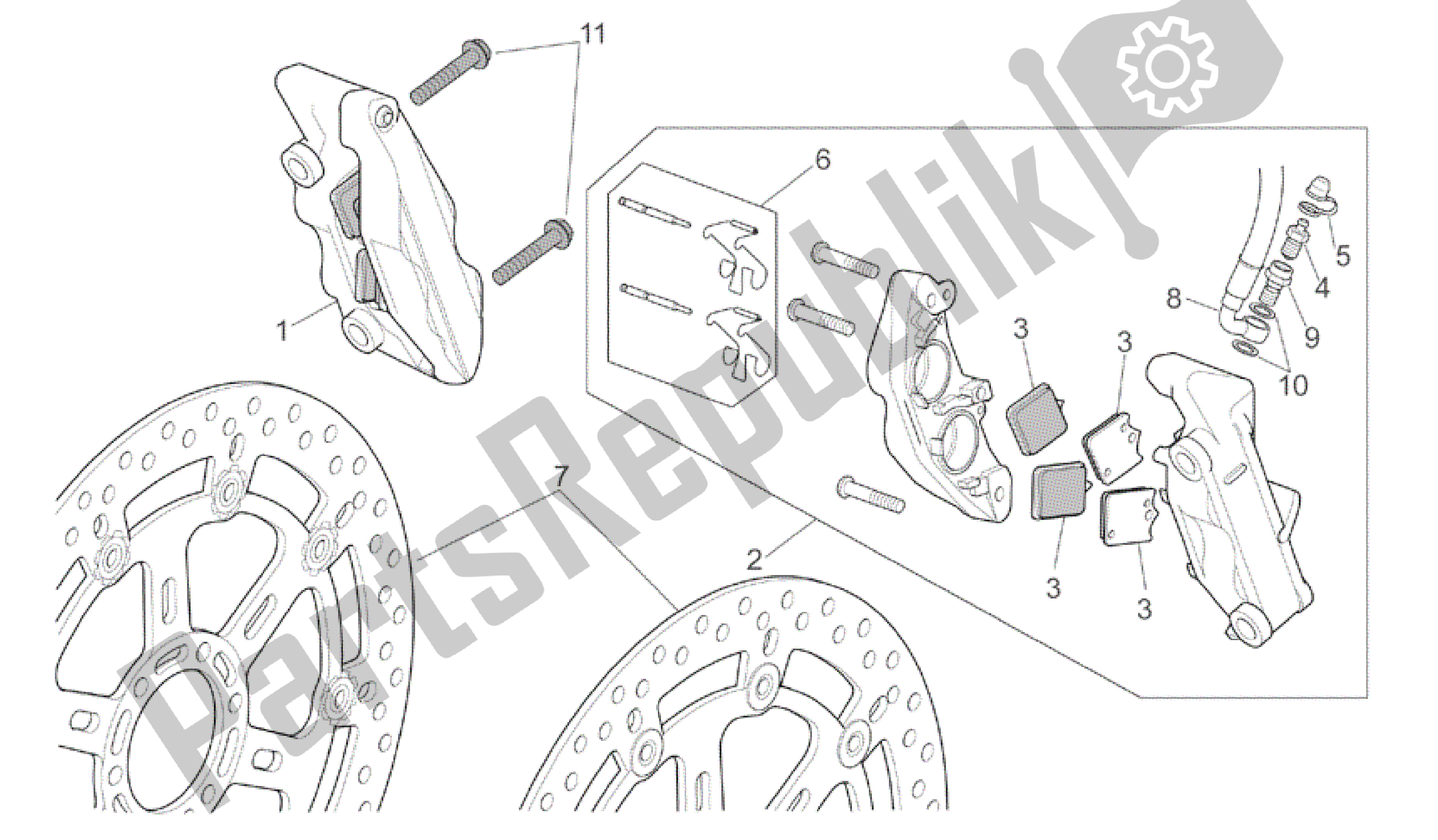 Alle Teile für das Bremssattel Vorne des Aprilia RSV Mille R GP1 Limited Edition 3963 1000 2003