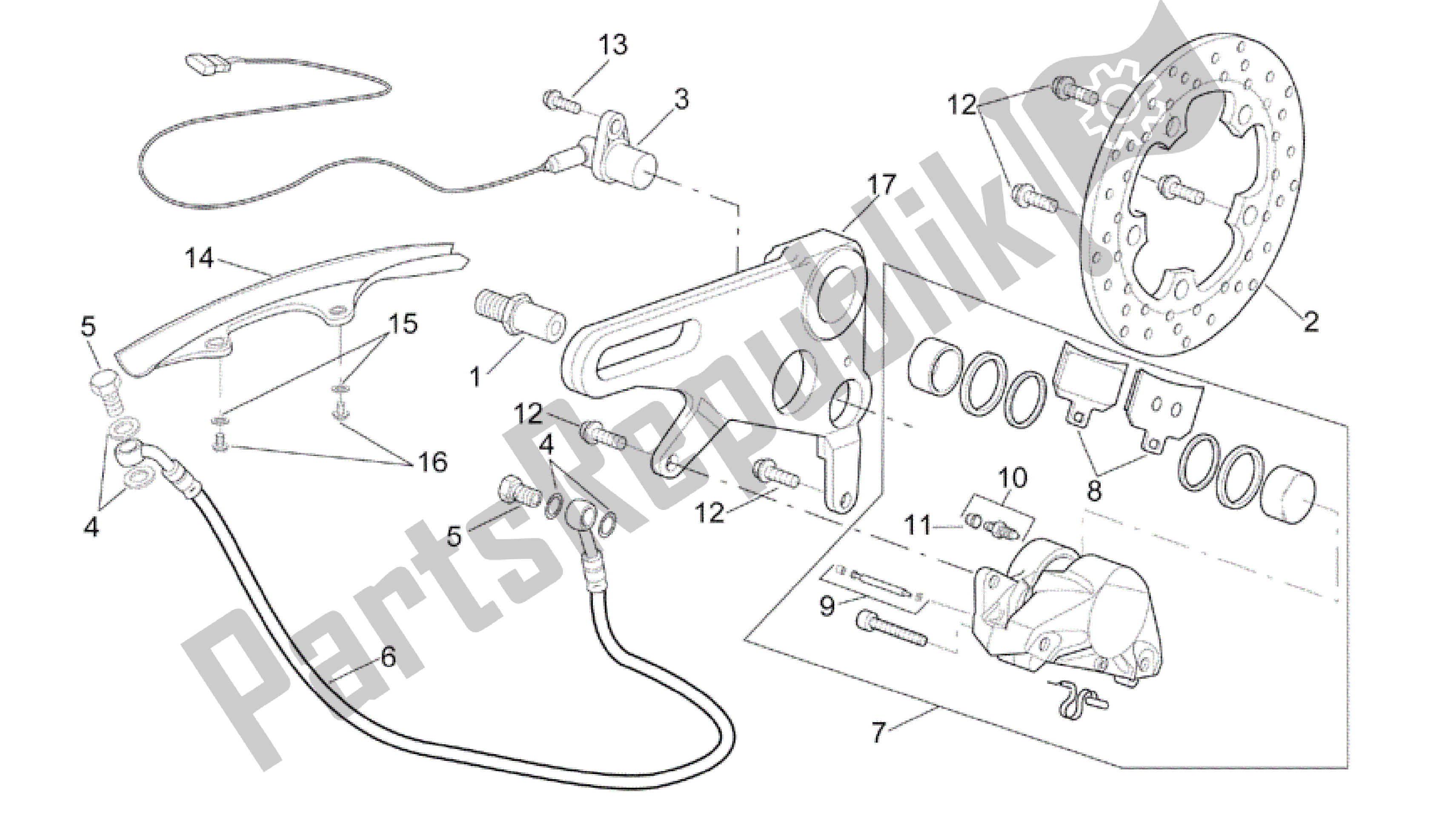 Todas las partes para Pinza De Freno Trasero de Aprilia RSV Mille R GP1 Limited Edition 3963 1000 2003