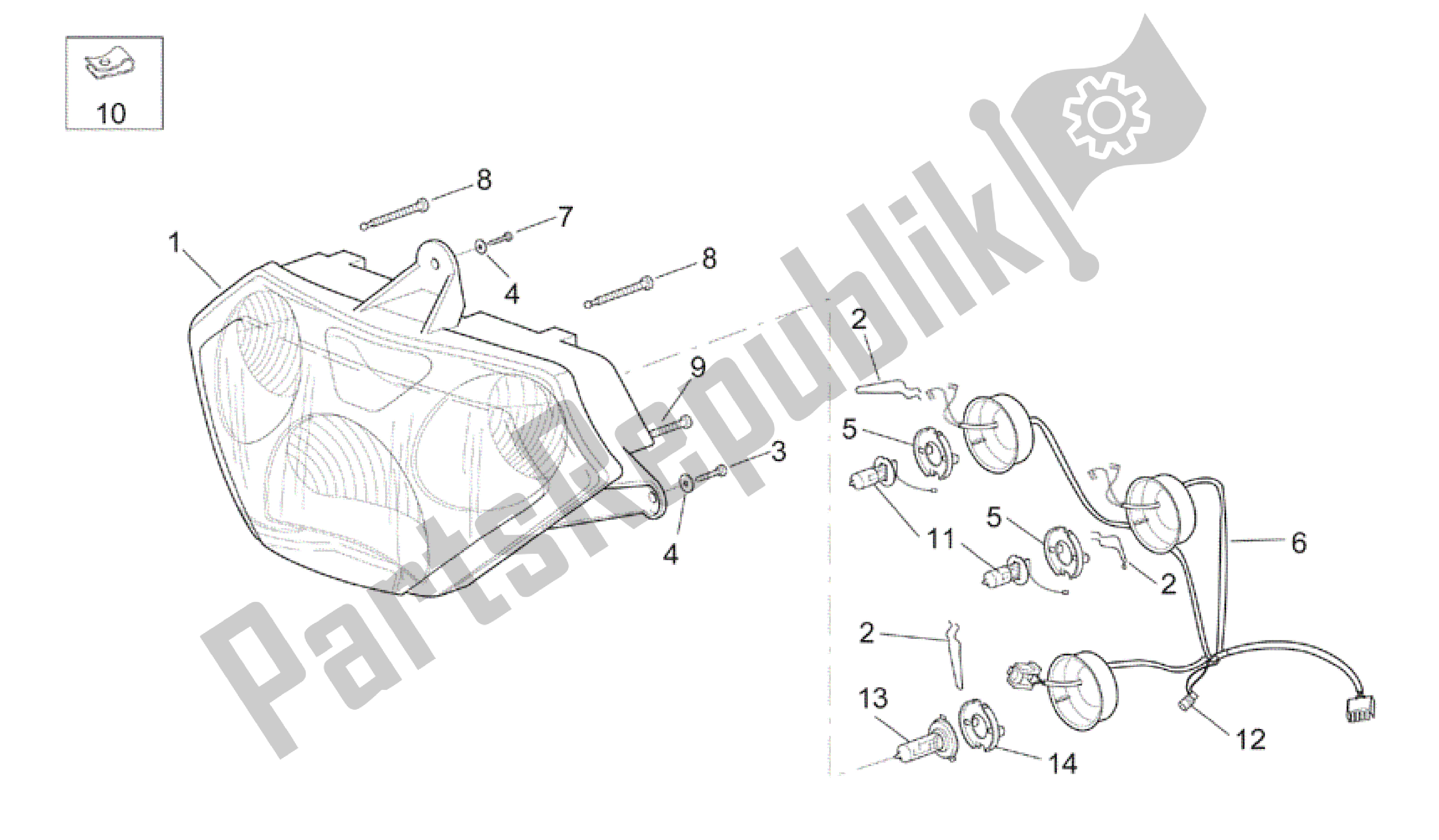 Toutes les pièces pour le Phare du Aprilia RSV Mille R GP1 Limited Edition 3963 1000 2003