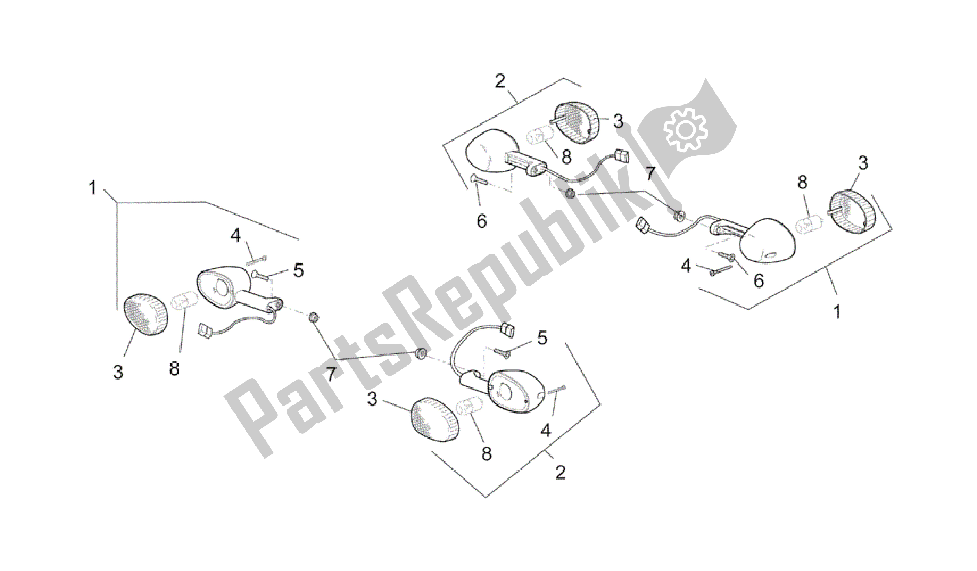 All parts for the Turn Indicators of the Aprilia RSV Mille R GP1 Limited Edition 3963 1000 2003