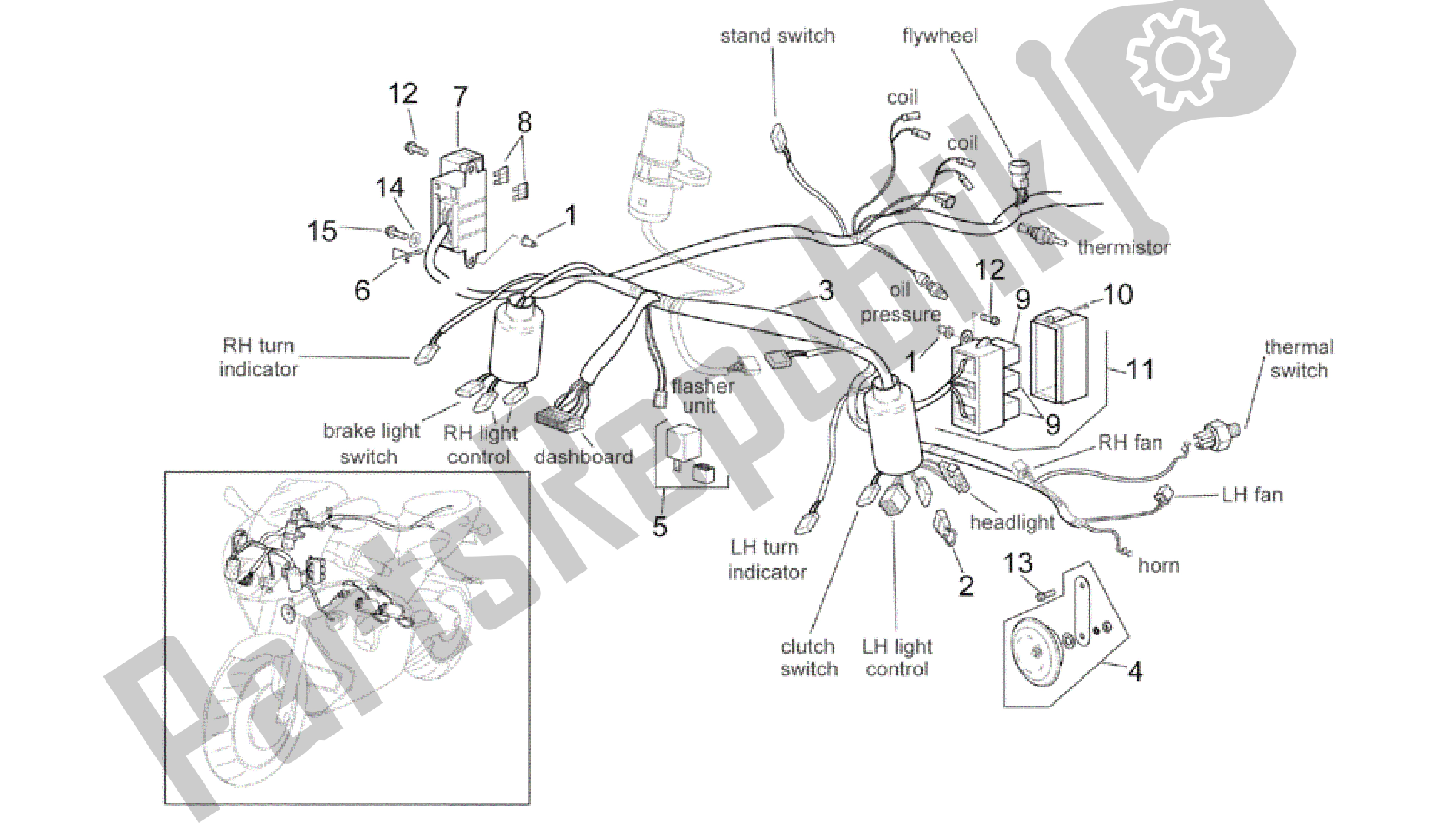 All parts for the Front Electrical System of the Aprilia RSV Mille R GP1 Limited Edition 3963 1000 2003