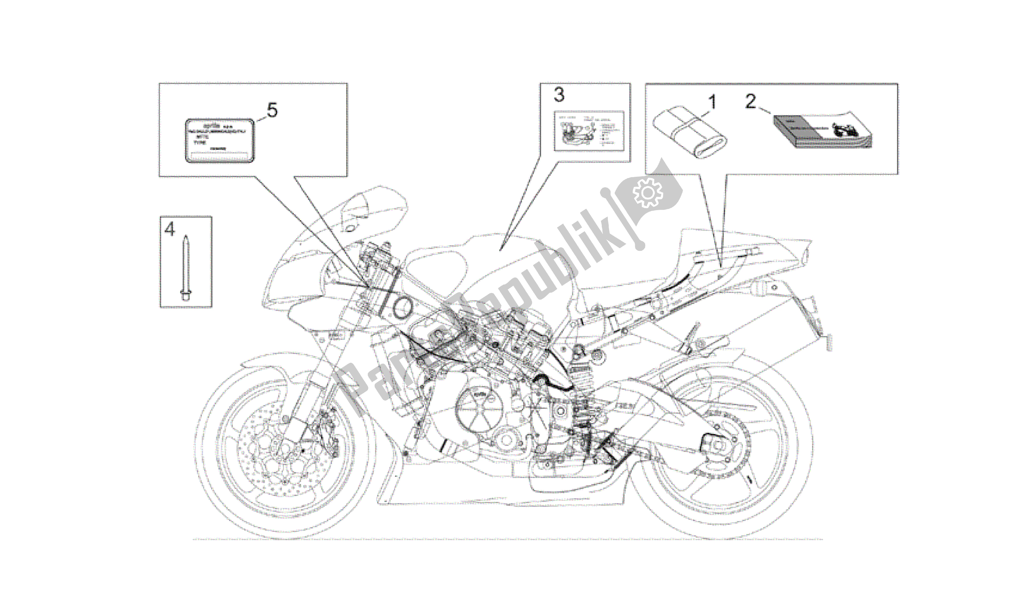 All parts for the Plate Set And Handbooks of the Aprilia RSV Mille 3963 1000 2003