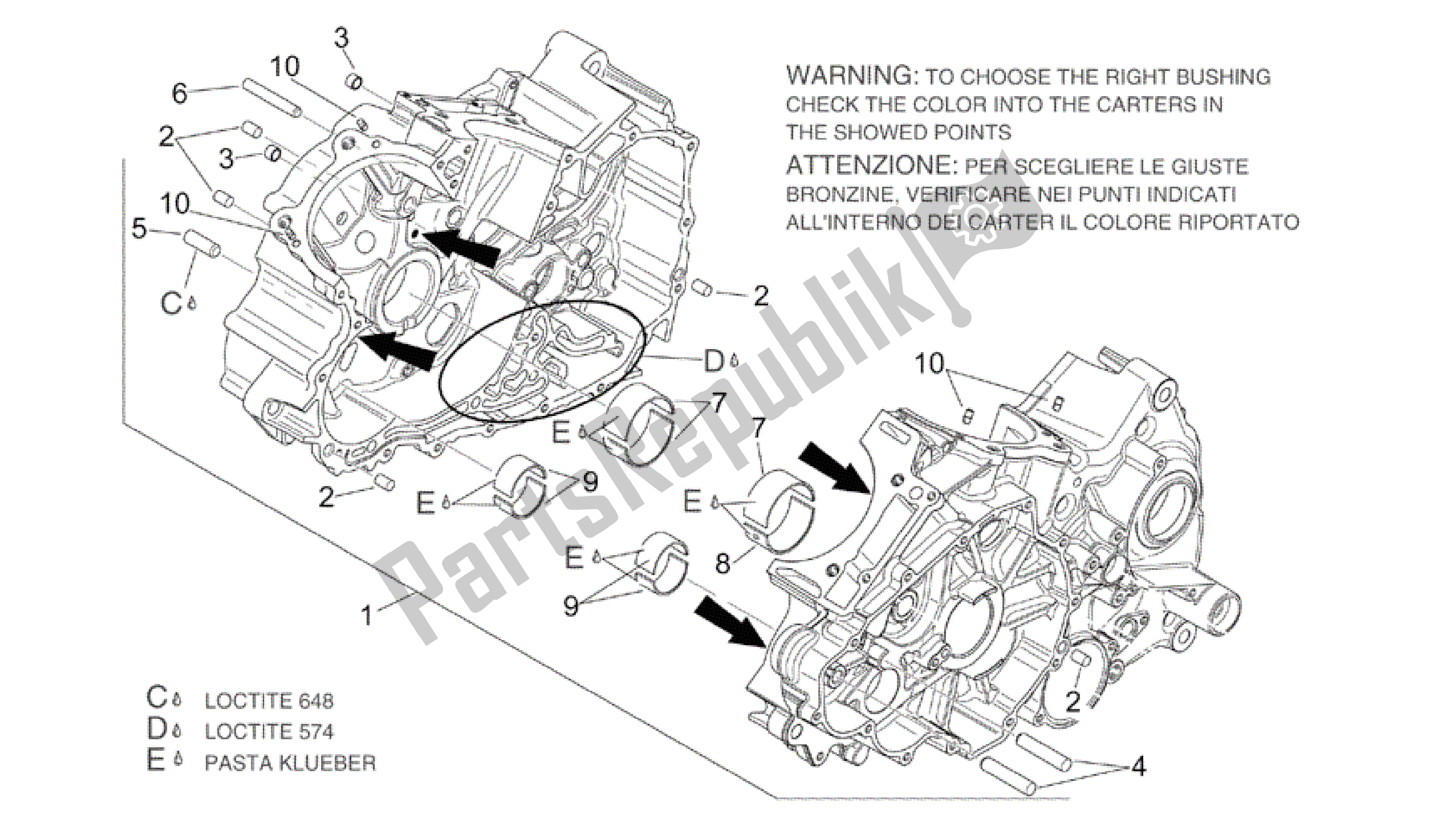 All parts for the Crankcases I of the Aprilia RSV Mille 3963 1000 2003