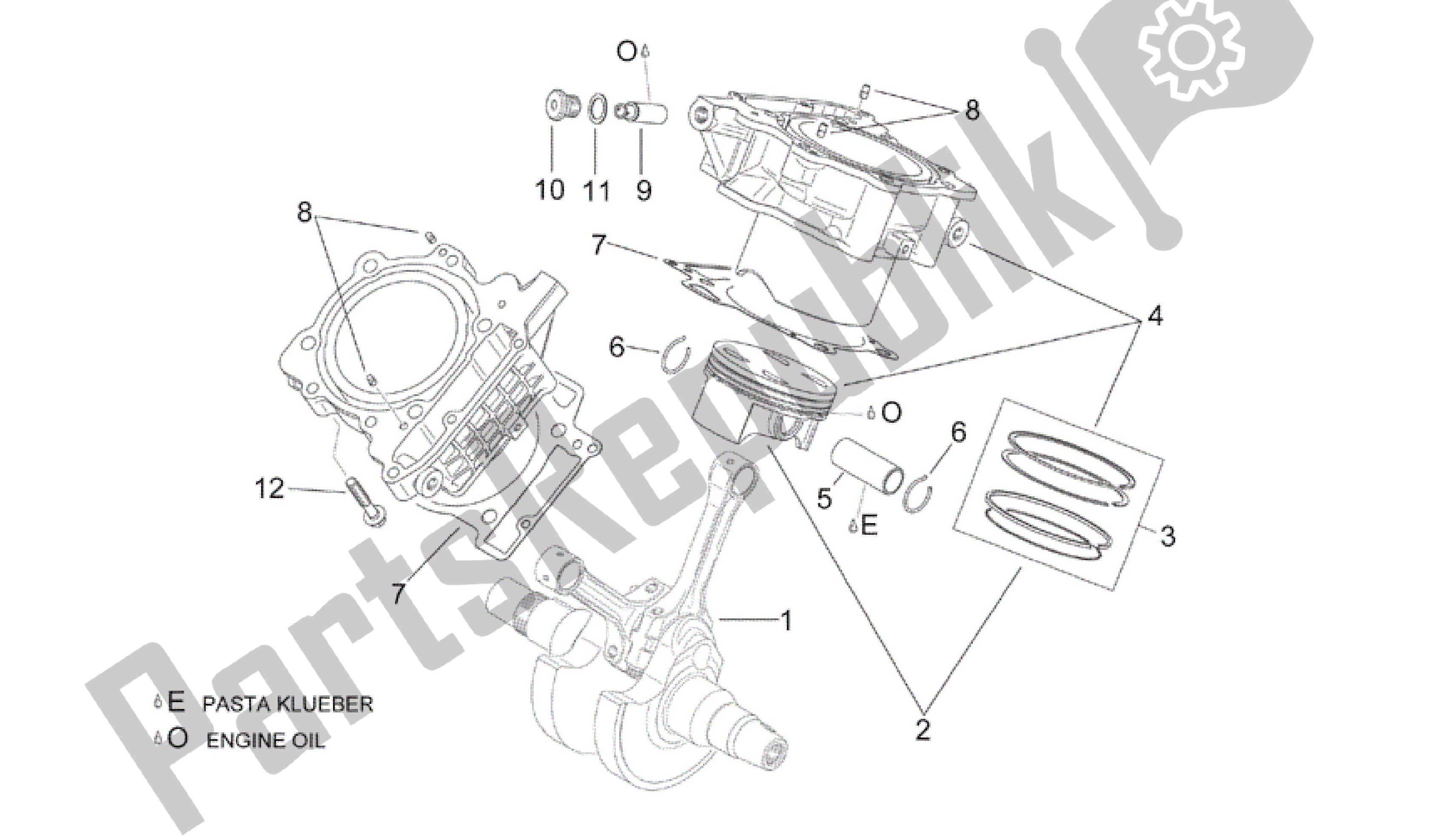 Alle onderdelen voor de Krukas Ii van de Aprilia RSV Mille 3963 1000 2003