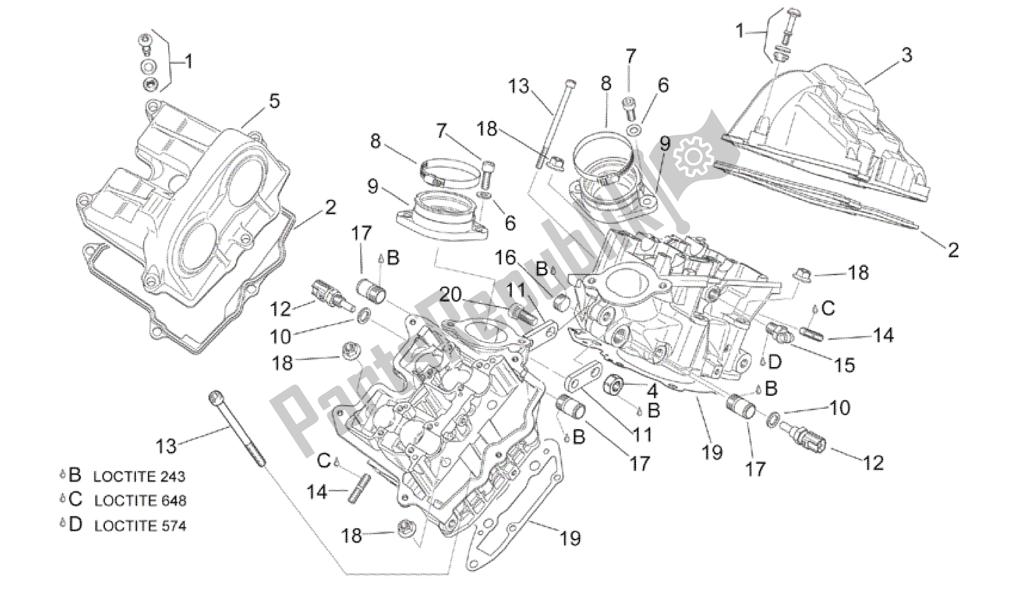 Alle onderdelen voor de Kleppen Bedekken van de Aprilia RSV Mille 3963 1000 2003