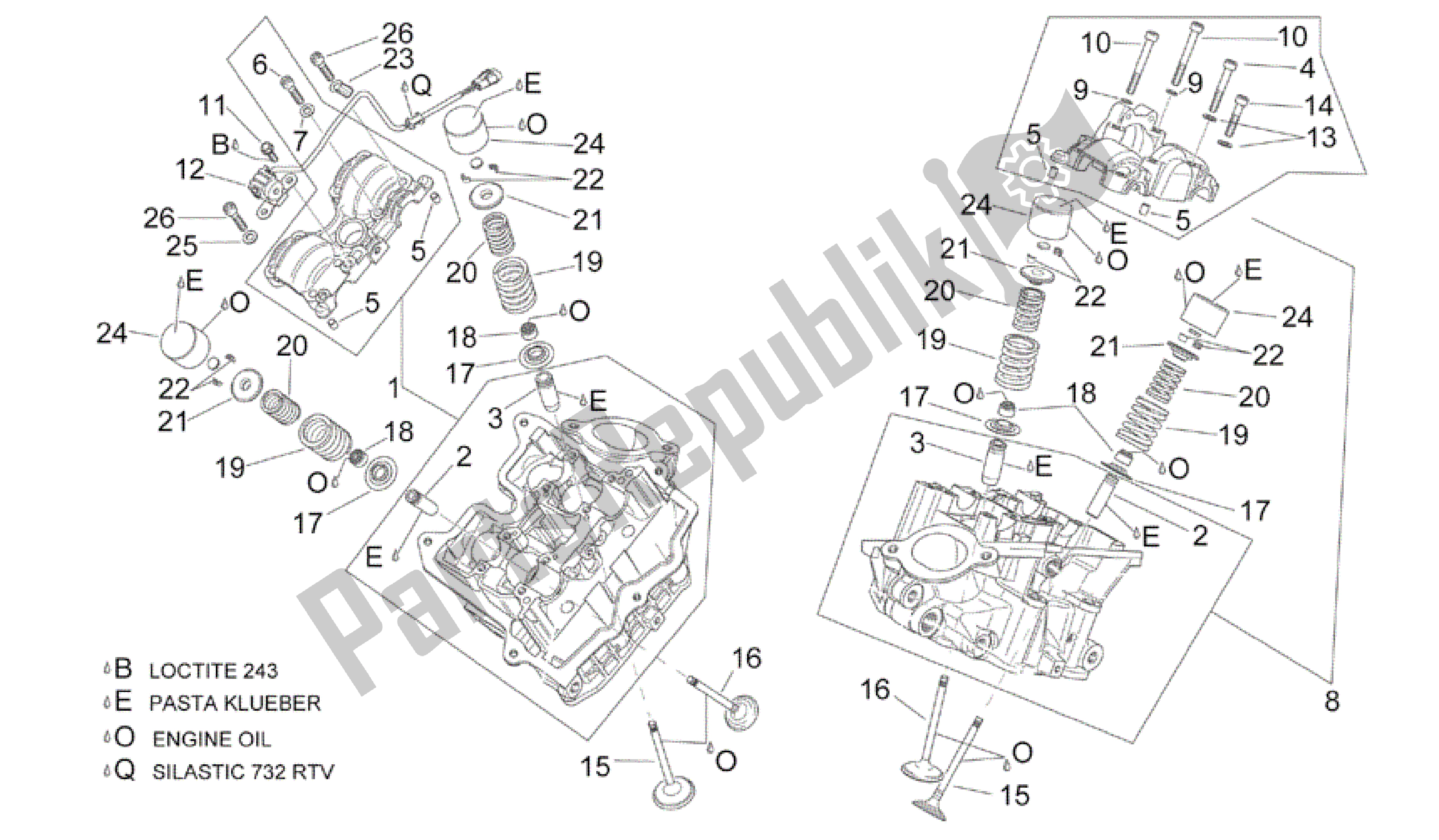 Tutte le parti per il Testata E Valvole del Aprilia RSV Mille 3963 1000 2003