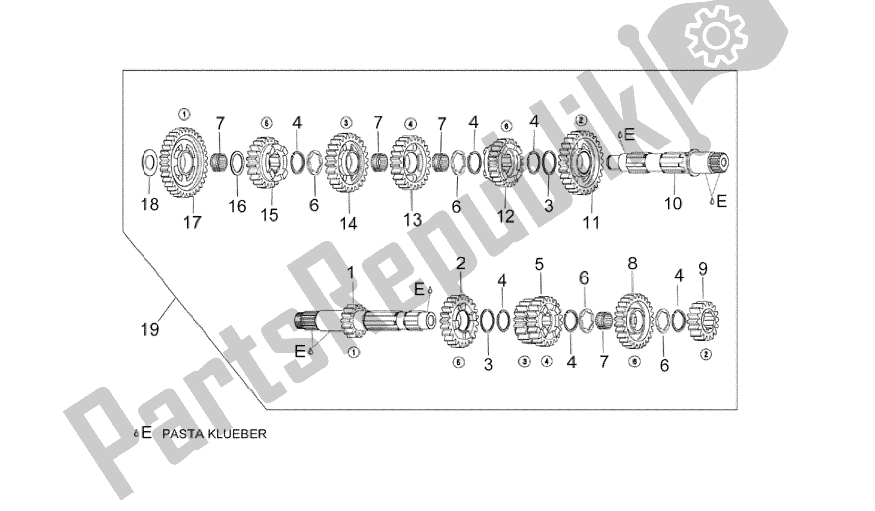 All parts for the Gear Box of the Aprilia RSV Mille 3963 1000 2003