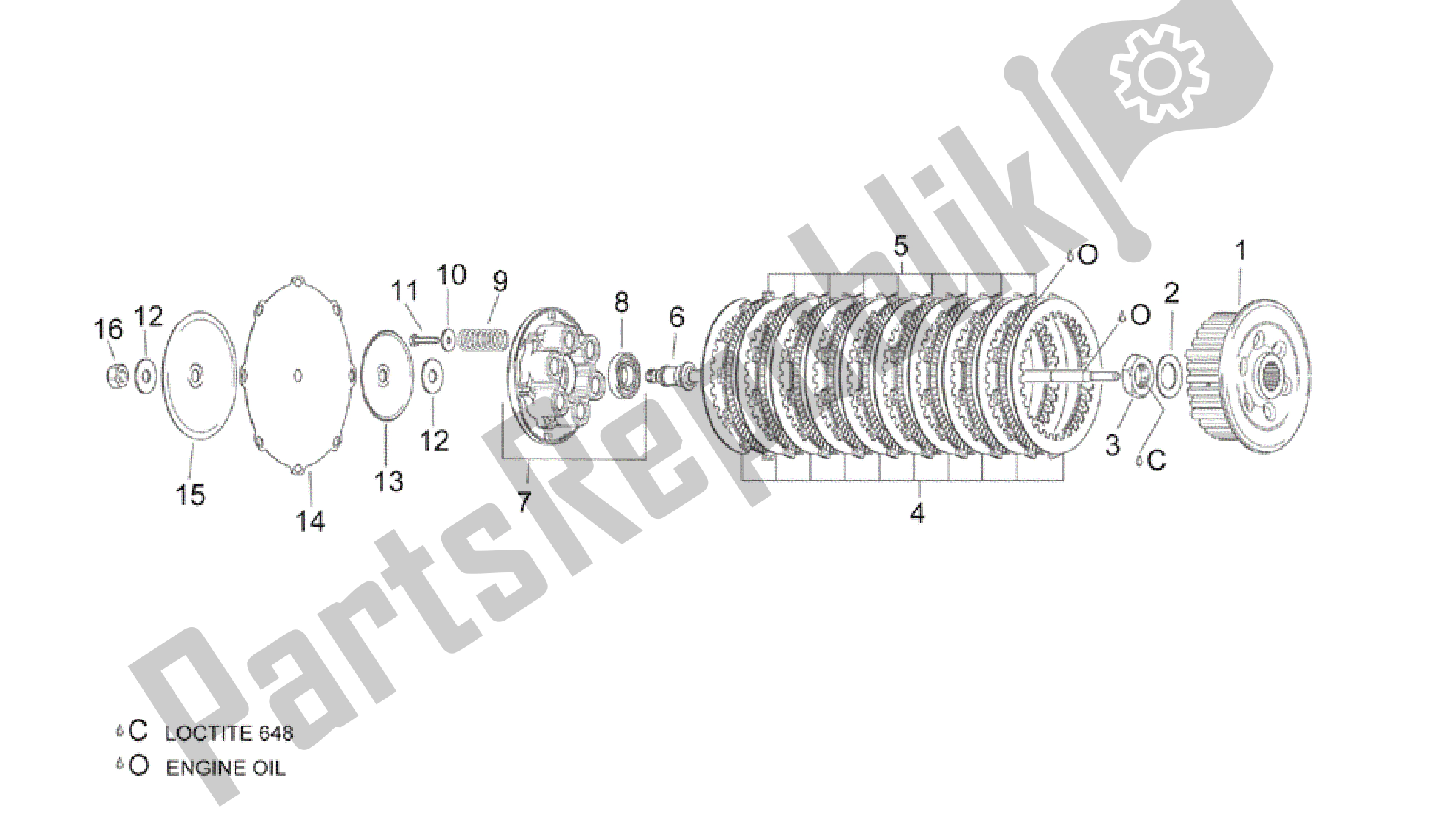 Tutte le parti per il Frizione I del Aprilia RSV Mille 3963 1000 2003