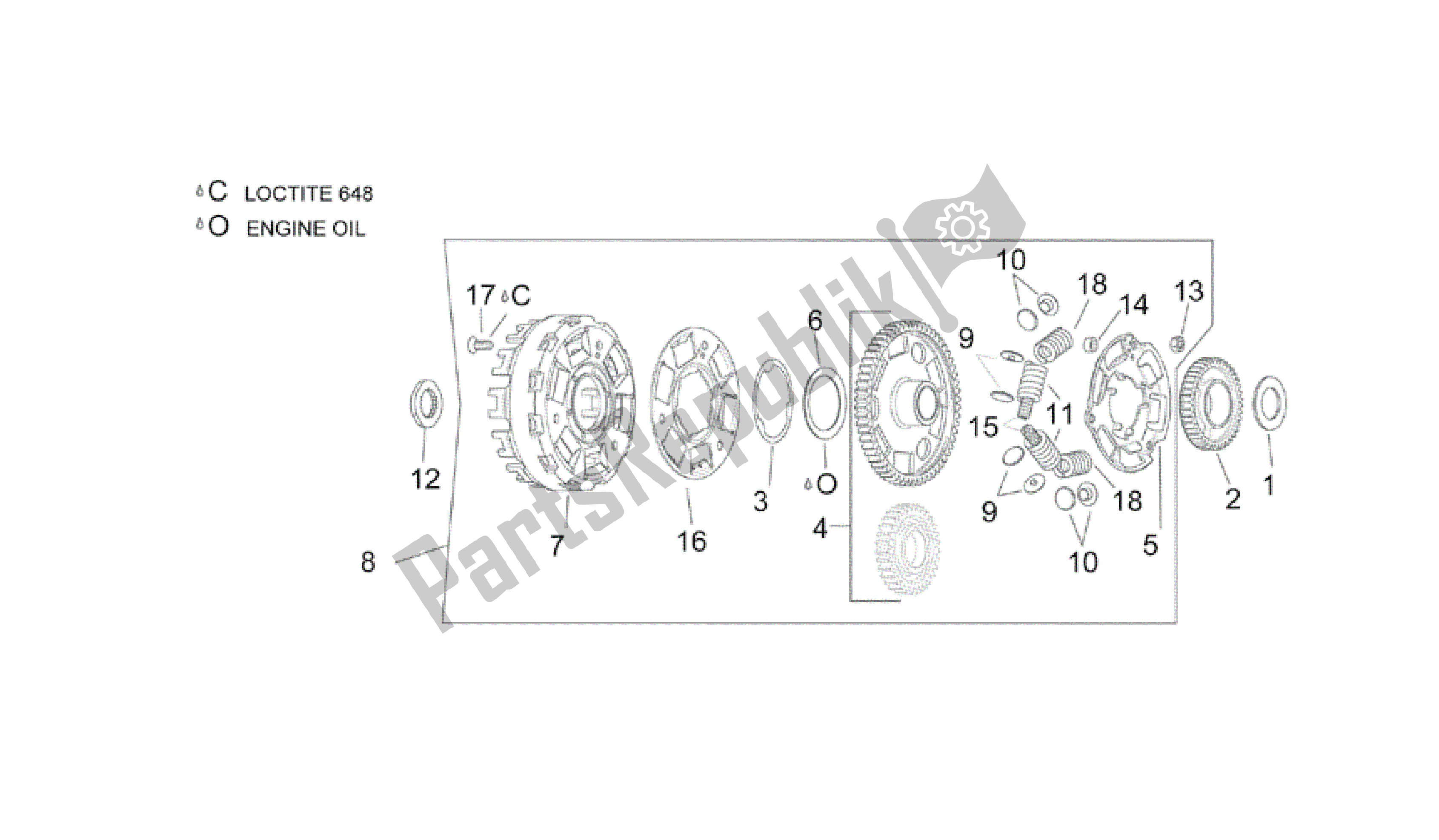 Toutes les pièces pour le Embrayage Ii du Aprilia RSV Mille 3963 1000 2003