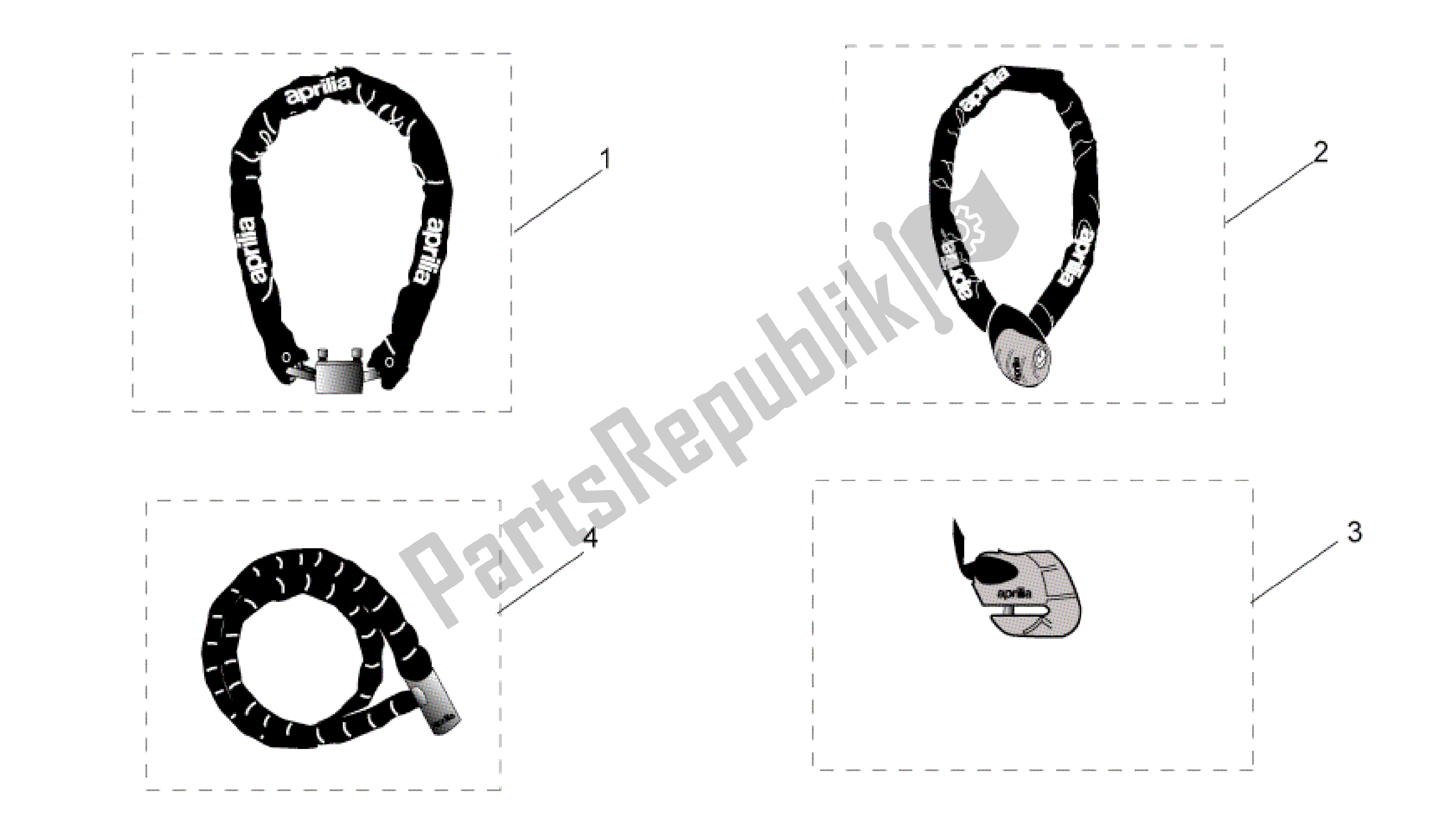 Alle onderdelen voor de Acc. - Mechanica Diefstalbeveiliging van de Aprilia RSV Mille 3963 1000 2003