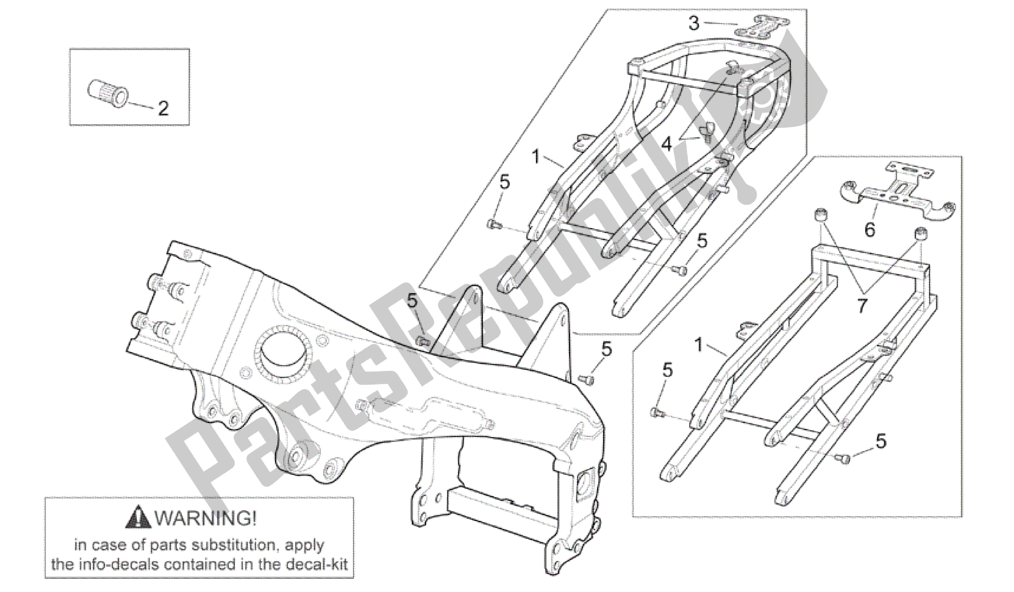 Tutte le parti per il Frame I del Aprilia RSV Mille 3963 1000 2003