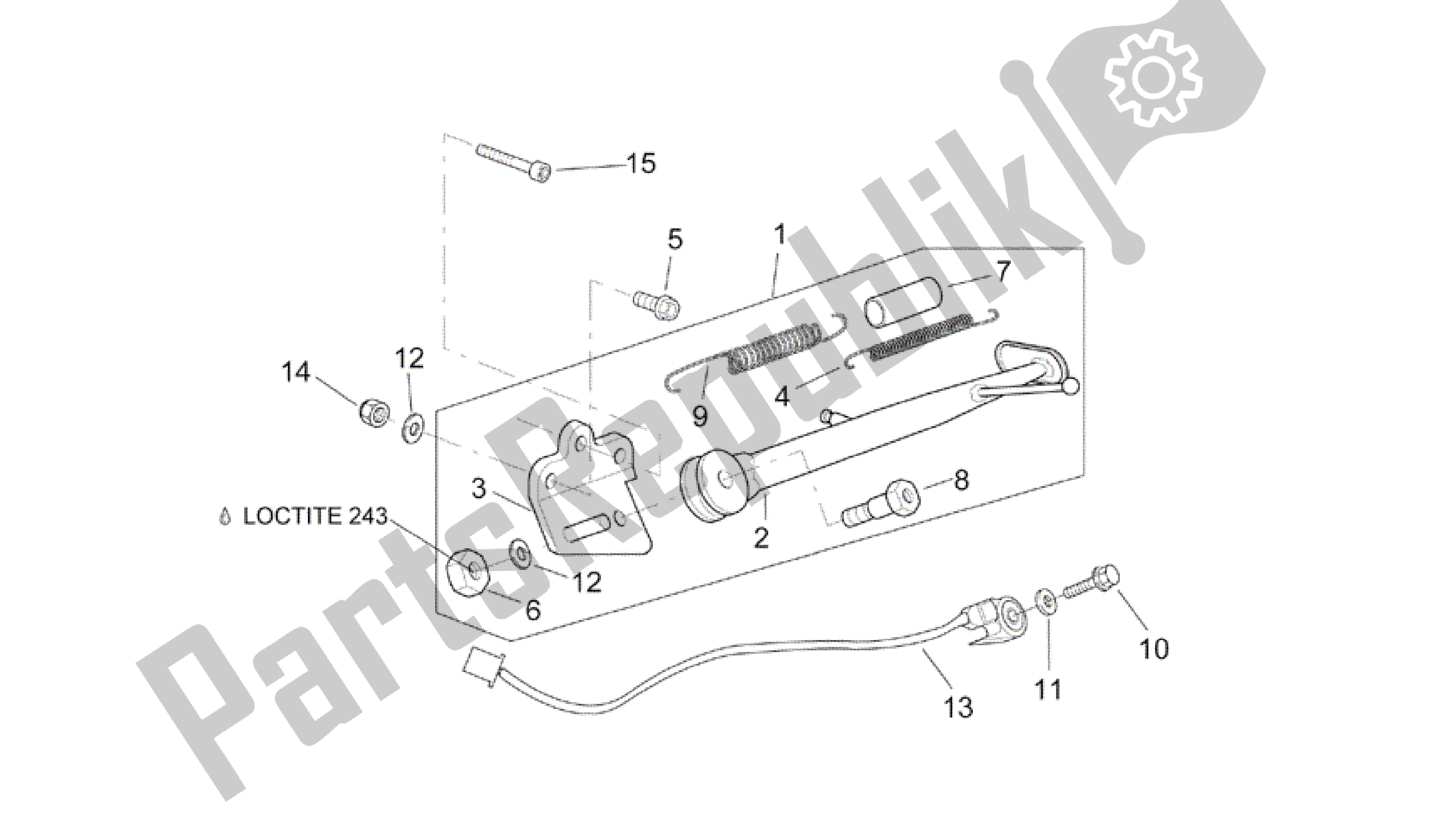 All parts for the Central Stand of the Aprilia RSV Mille 3963 1000 2003