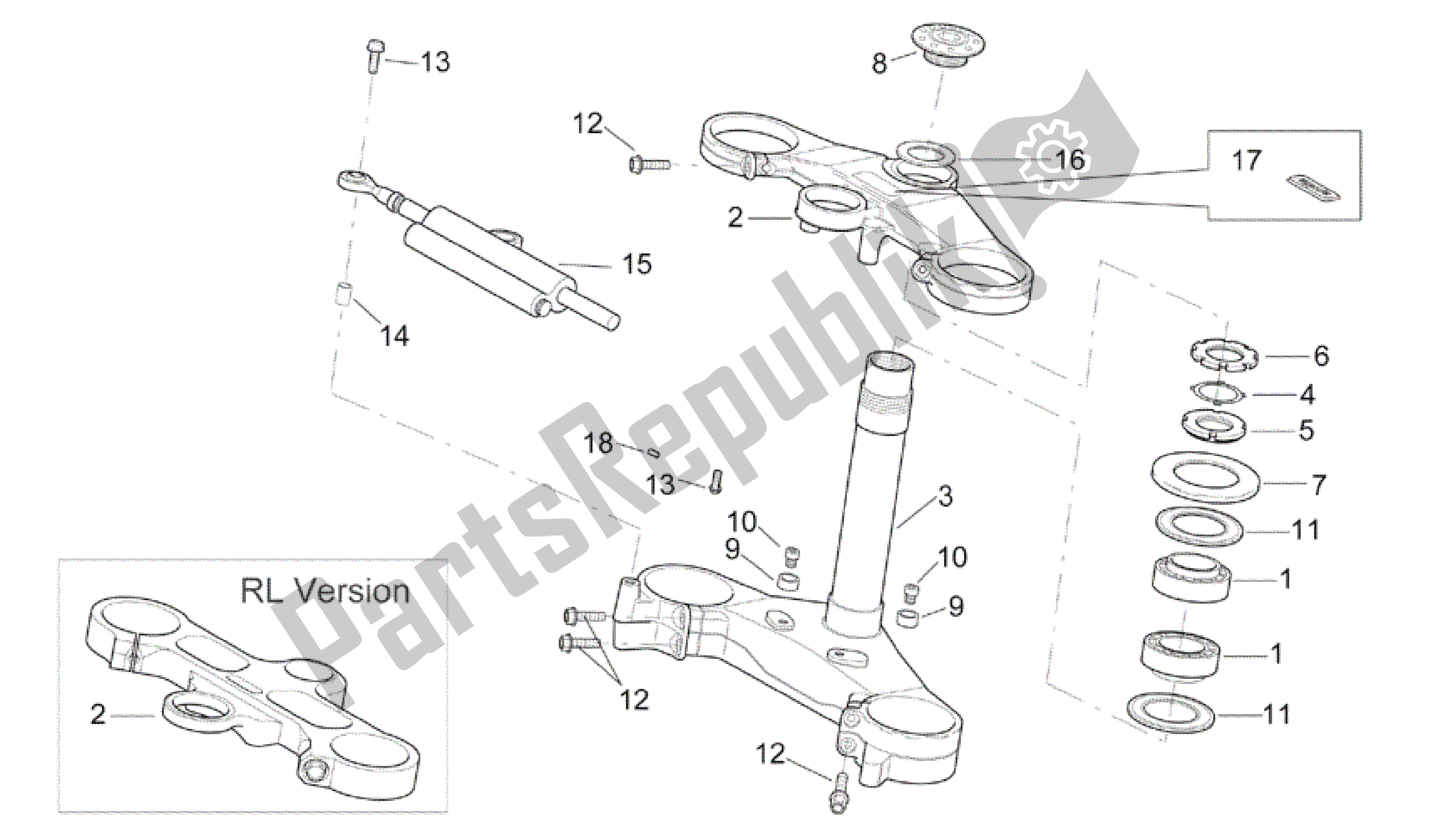 All parts for the Steering of the Aprilia RSV Mille 3963 1000 2003