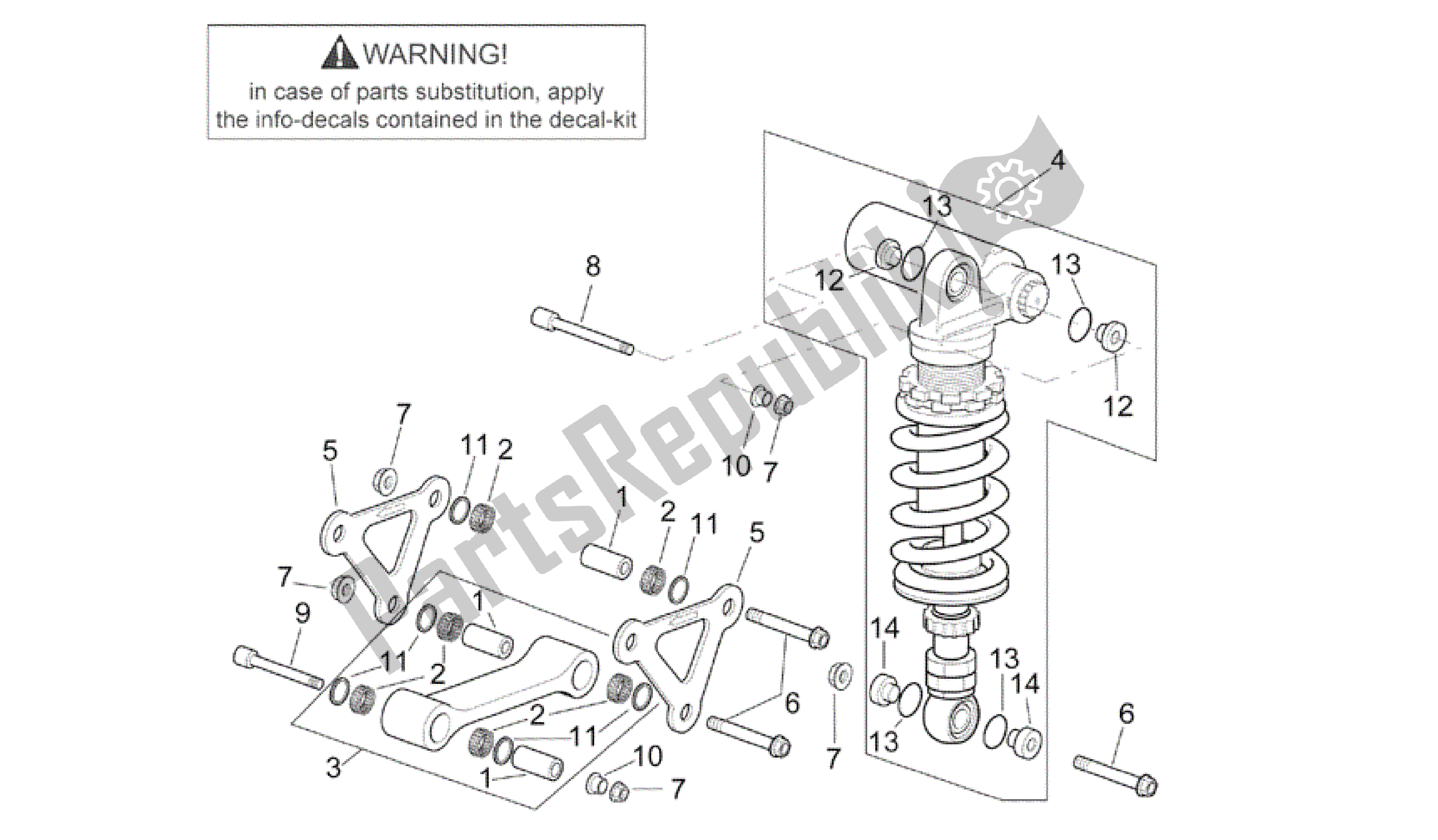 All parts for the Connecting Rod - Rear Shock Abs. Of the Aprilia RSV Mille 3963 1000 2003