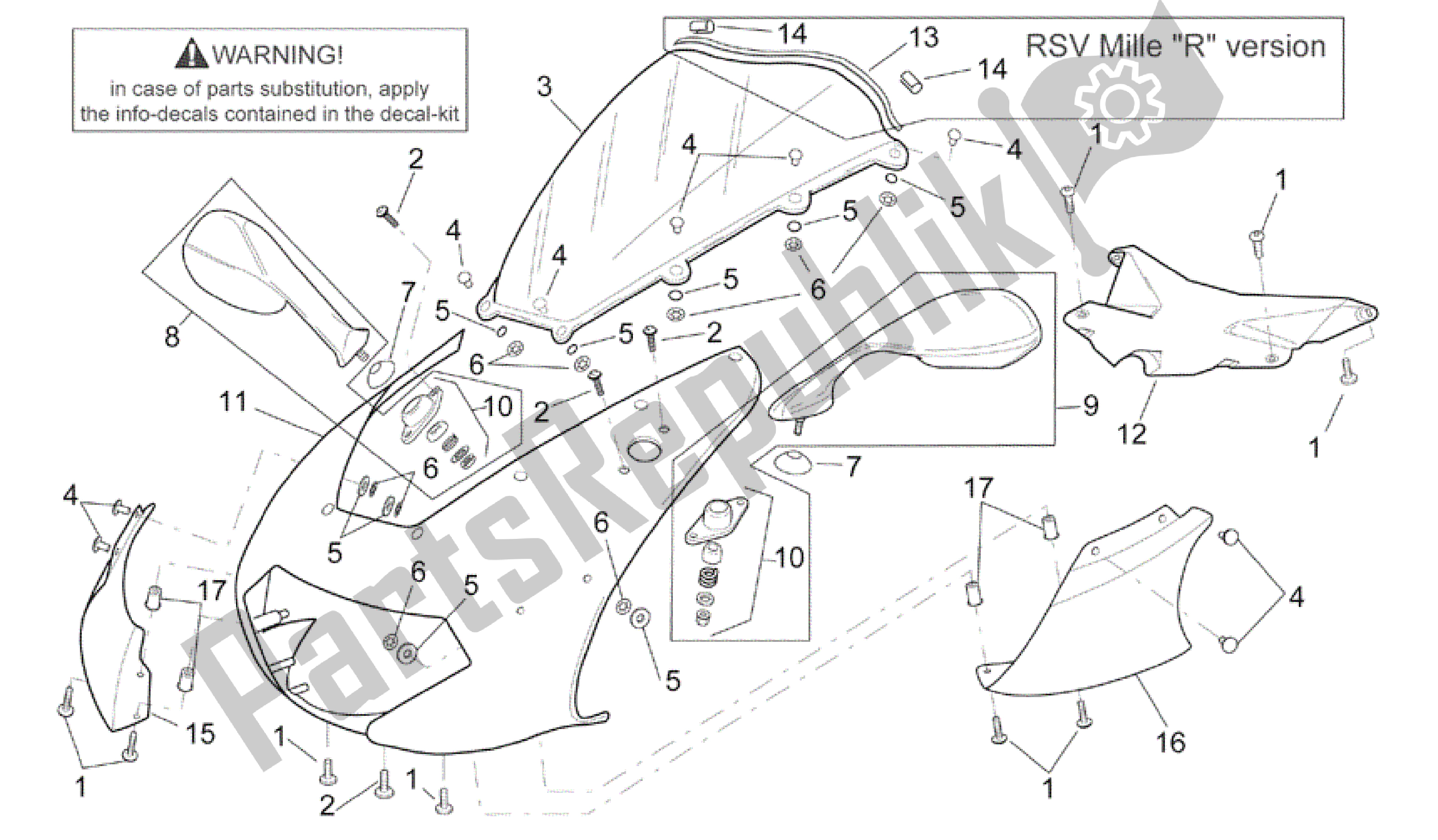 Toutes les pièces pour le Corps Avant - Carénage Avant du Aprilia RSV Mille 3963 1000 2003