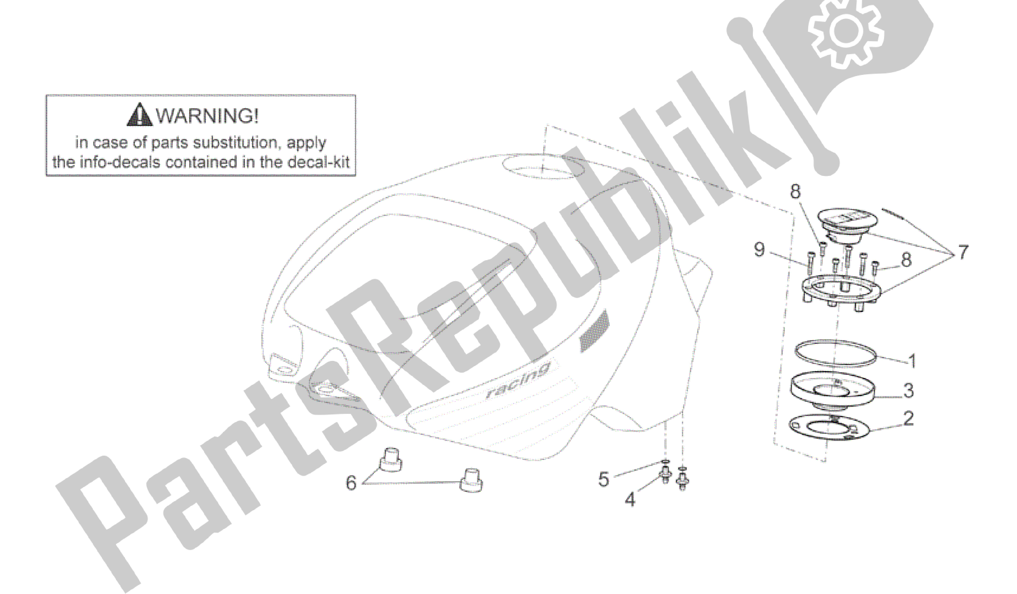 All parts for the Fuel Tank Ii of the Aprilia RSV Mille 3963 1000 2003