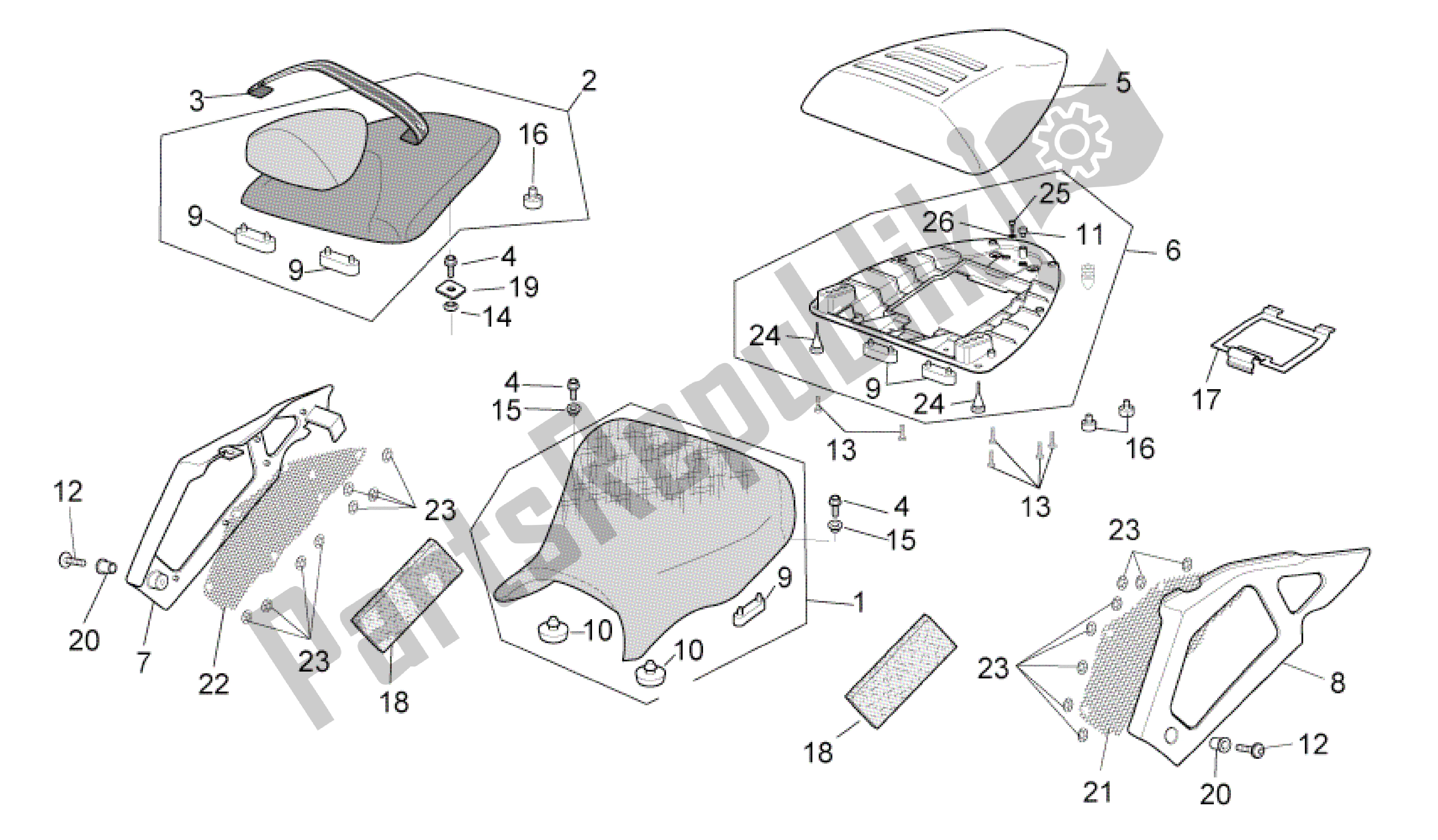 All parts for the Saddle of the Aprilia RSV Mille 3963 1000 2003