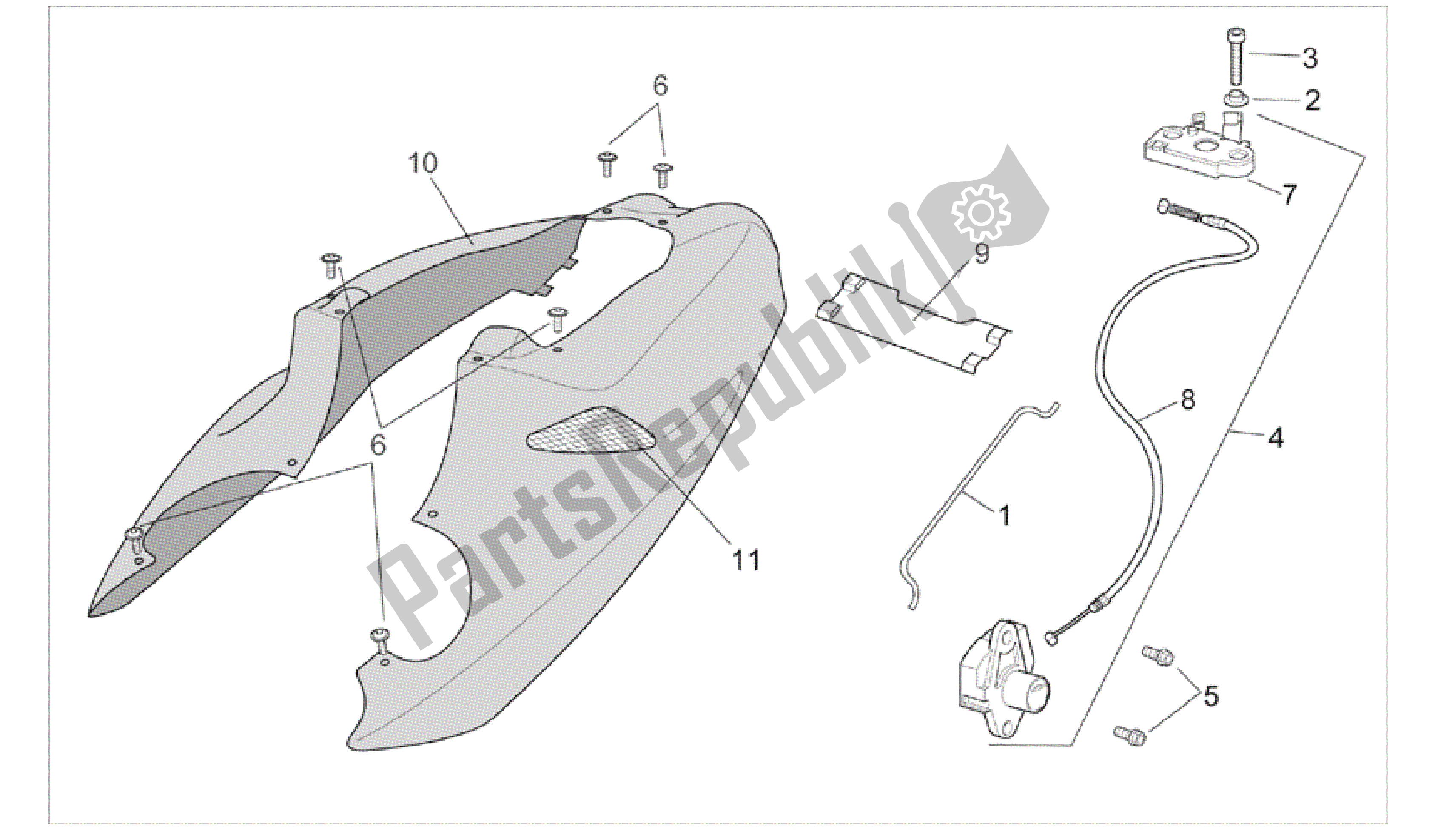 All parts for the Rear Body - Rear Fairing of the Aprilia RSV Mille 3963 1000 2003